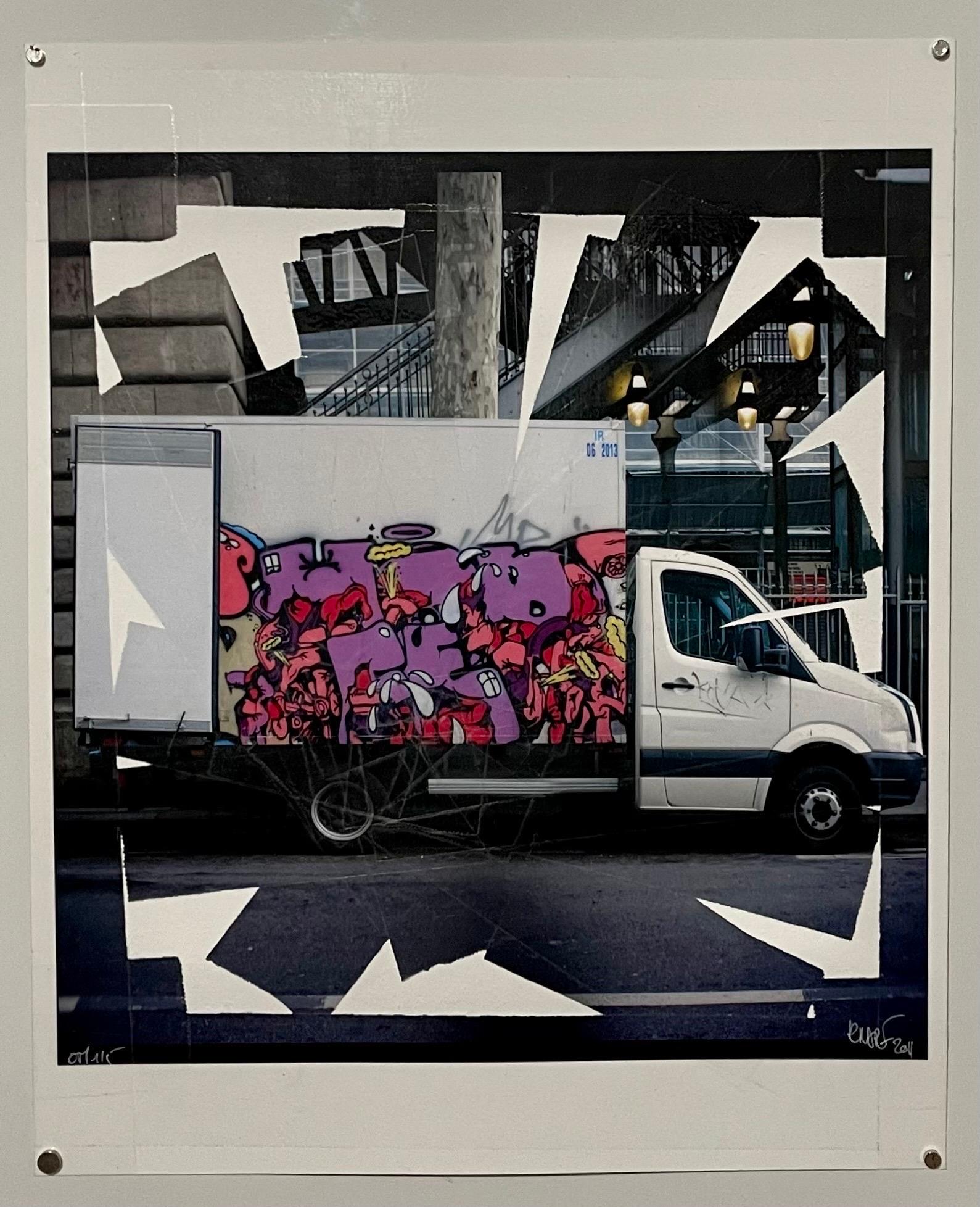 K-Narf Color Photo Graffiti, Adhesive Tape Altered Street Art Photograph Collage For Sale 6
