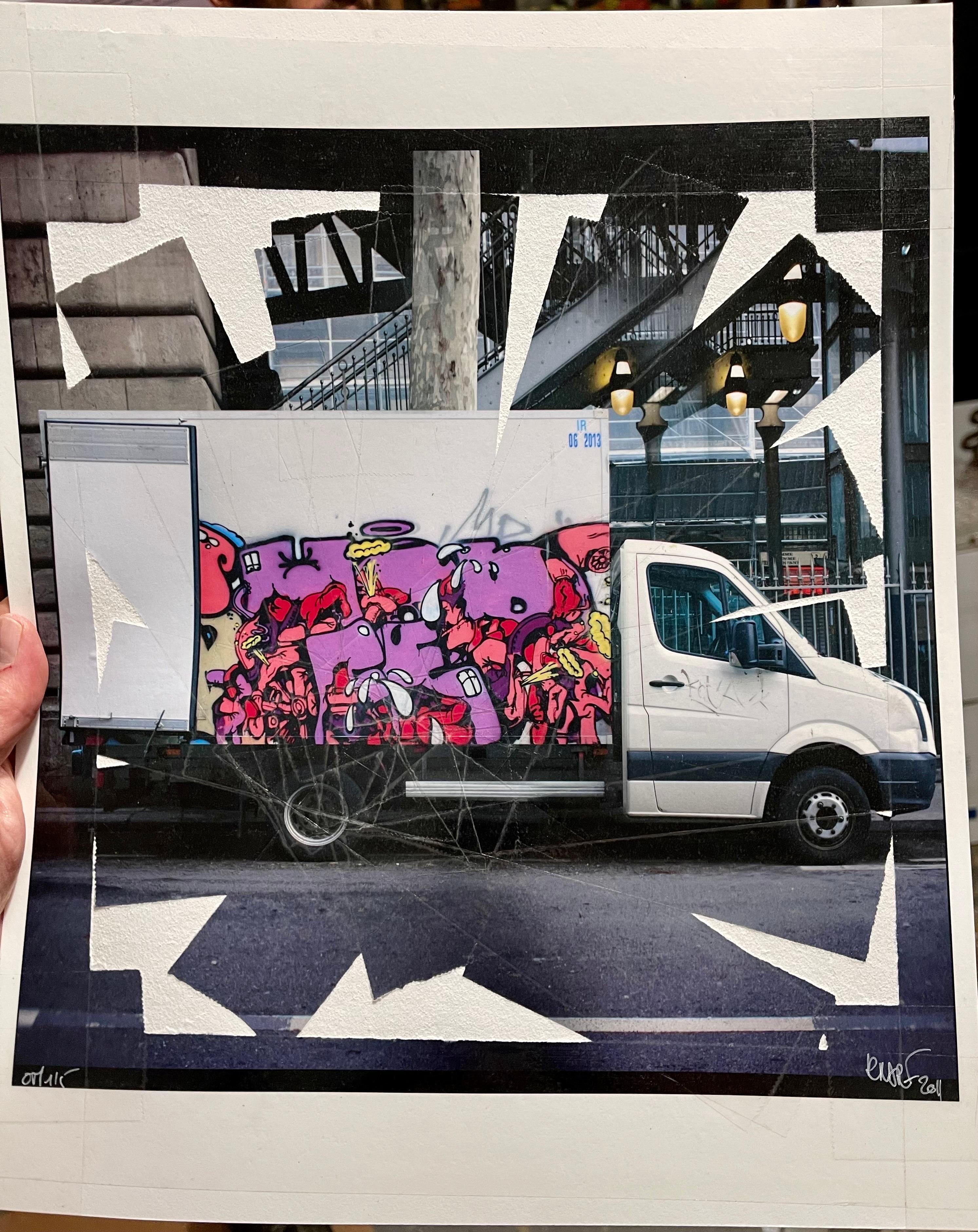 K-Narf Color Photo Graffiti, Adhesive Tape Altered Street Art Photograph Collage For Sale 7