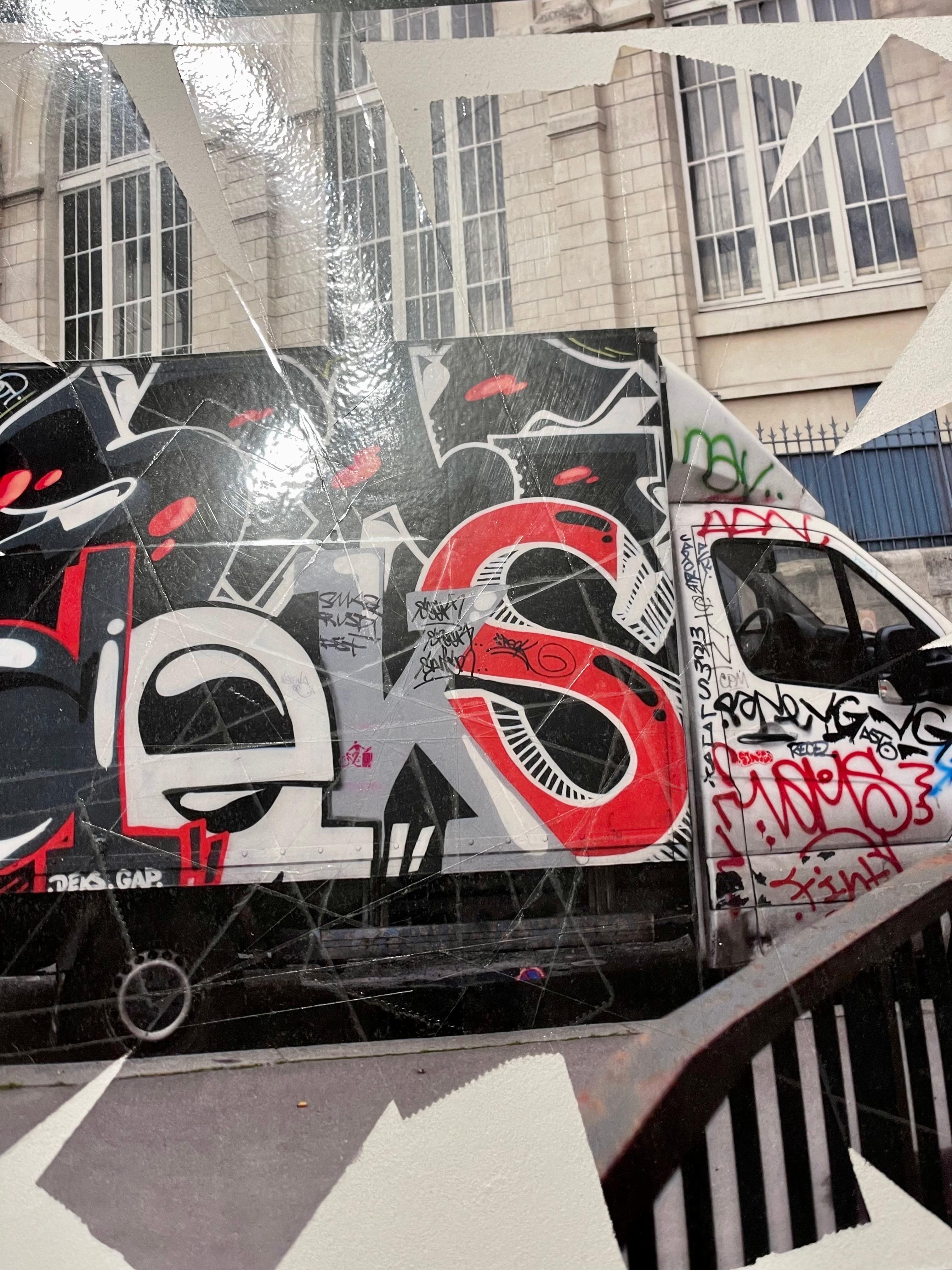 K-Narf Color Photo Graffiti, Adhesive Tape Altered Street Art Photograph Collage For Sale 8