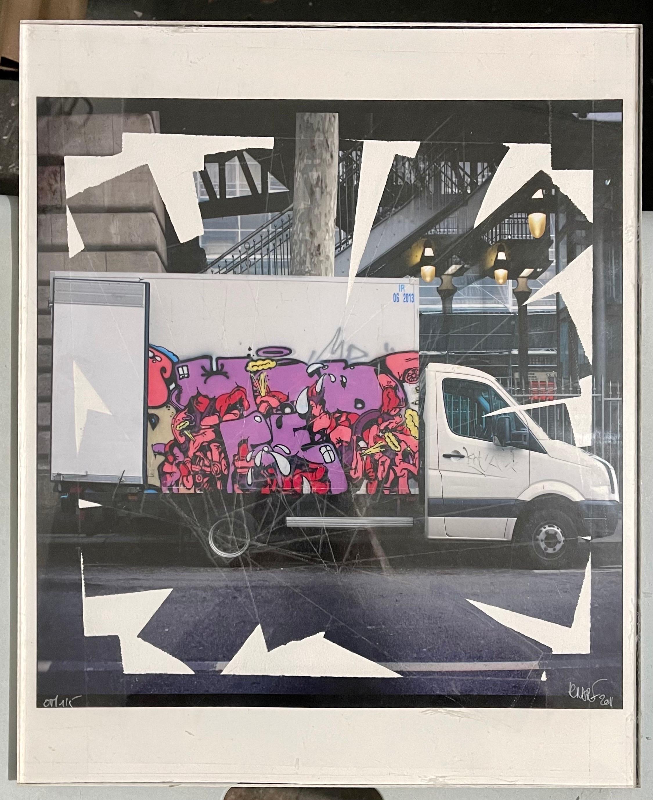 K-Narf Color Photo Graffiti, Adhesive Tape Altered Street Art Photograph Collage For Sale 8