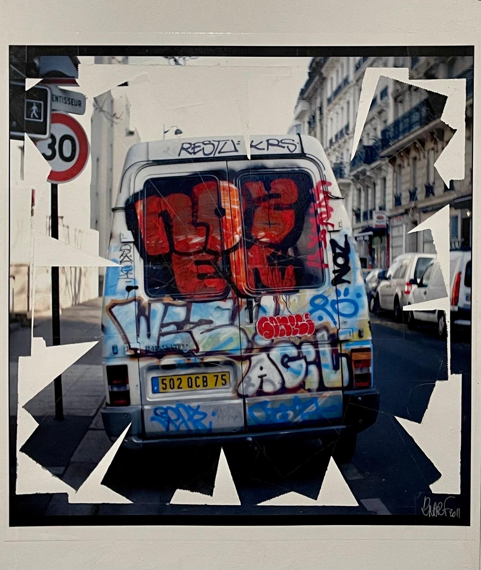 K-Narf Color Photo Graffiti, Adhesive Tape Altered Street Art Photograph Collage