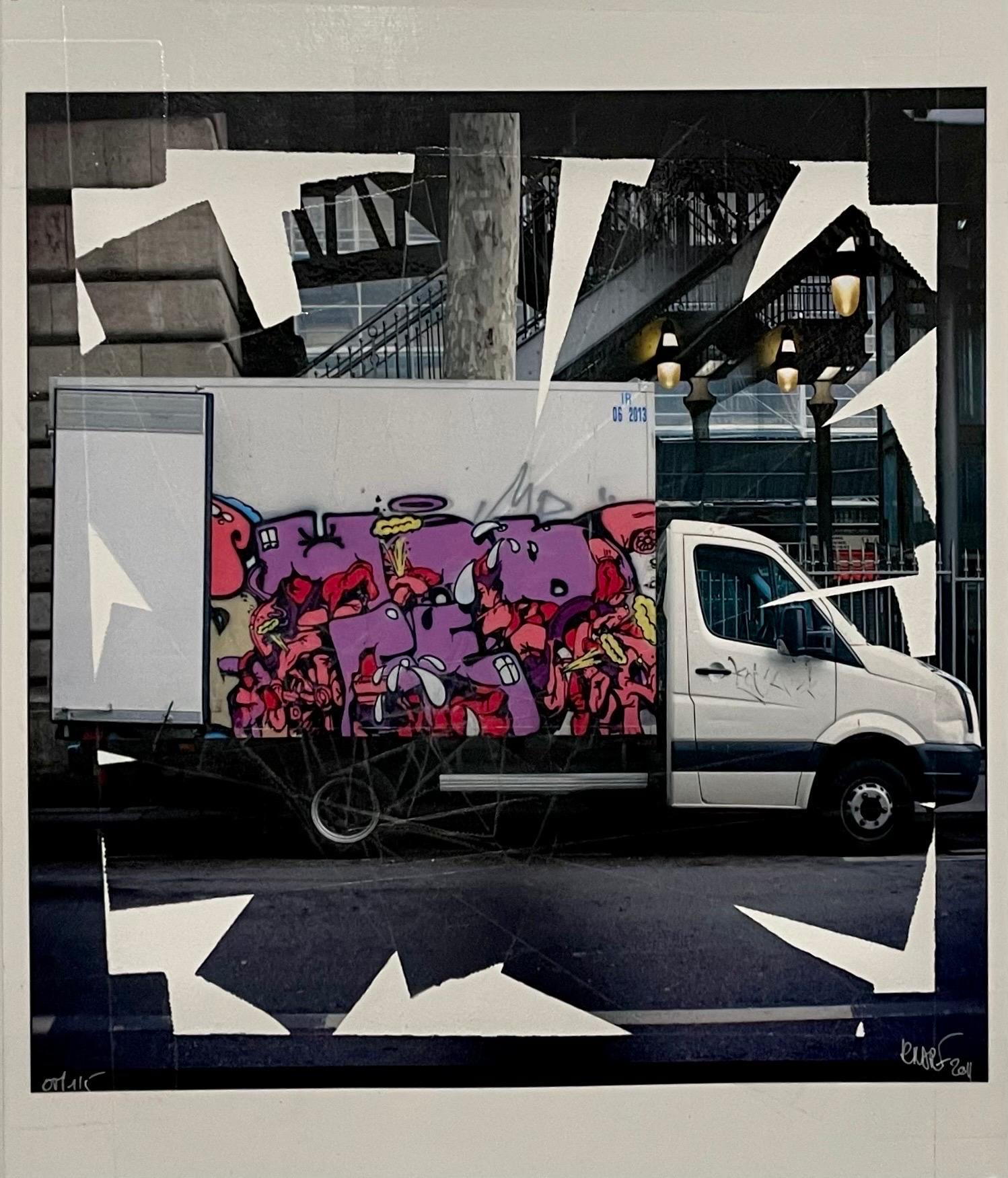 K-Narf Color Photo Graffiti, Adhesive Tape Altered Street Art Photograph Collage