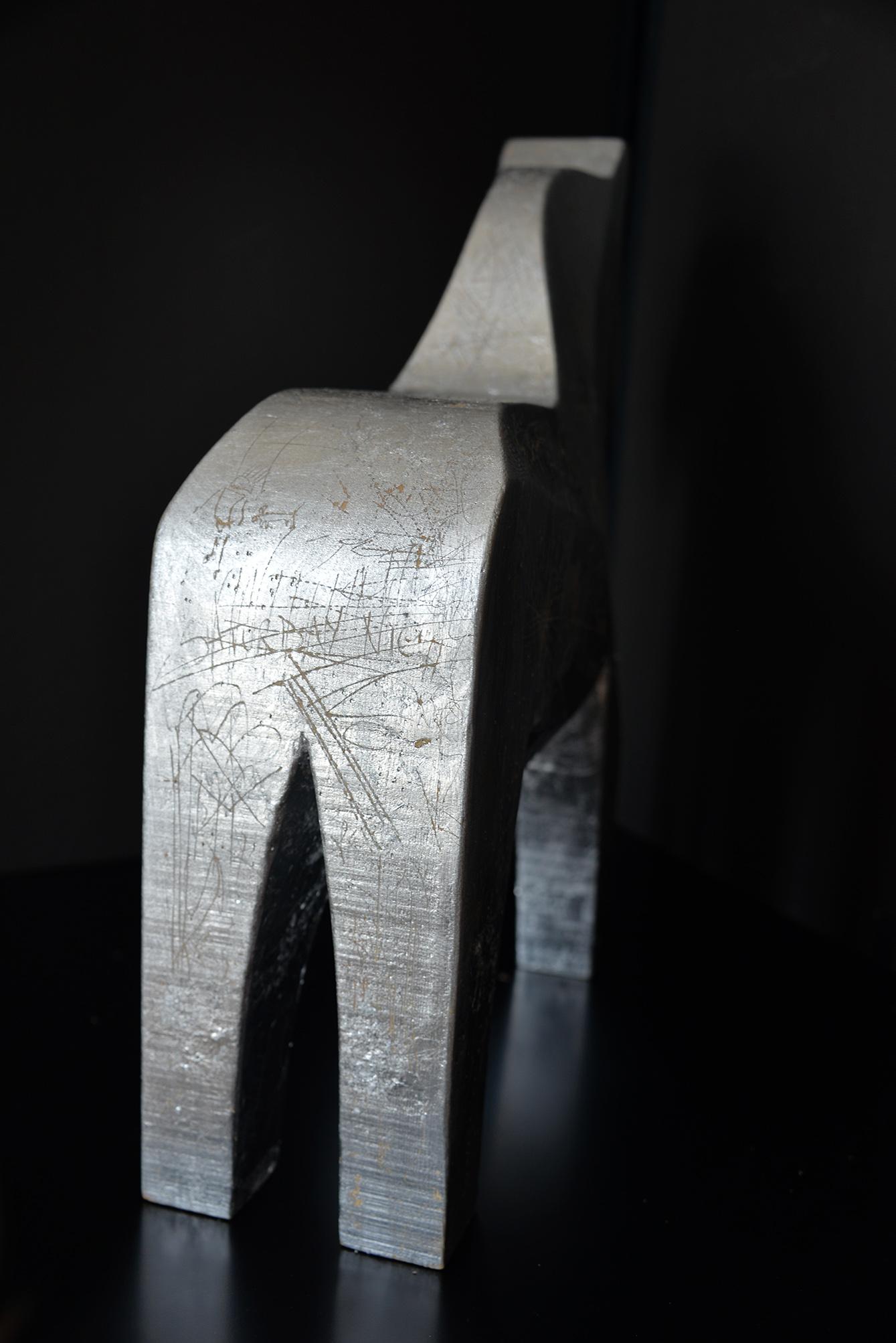 Bohême, silver leaf horse sculpture - Contemporary Sculpture by K-OD