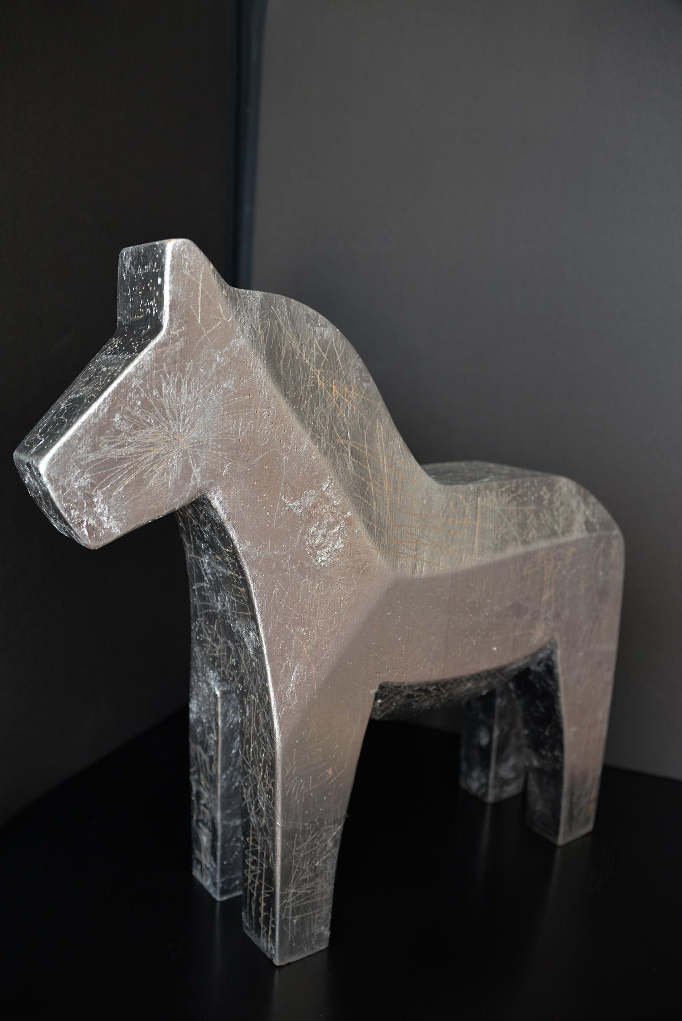 Bohême, silver leaf horse sculpture For Sale 1