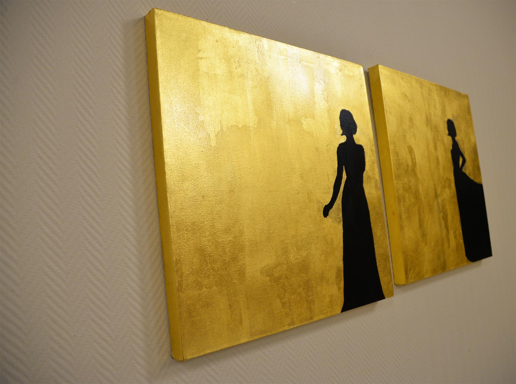 Harpers Bazaar I, fashion gold painting - Art Deco Painting by K. Odal