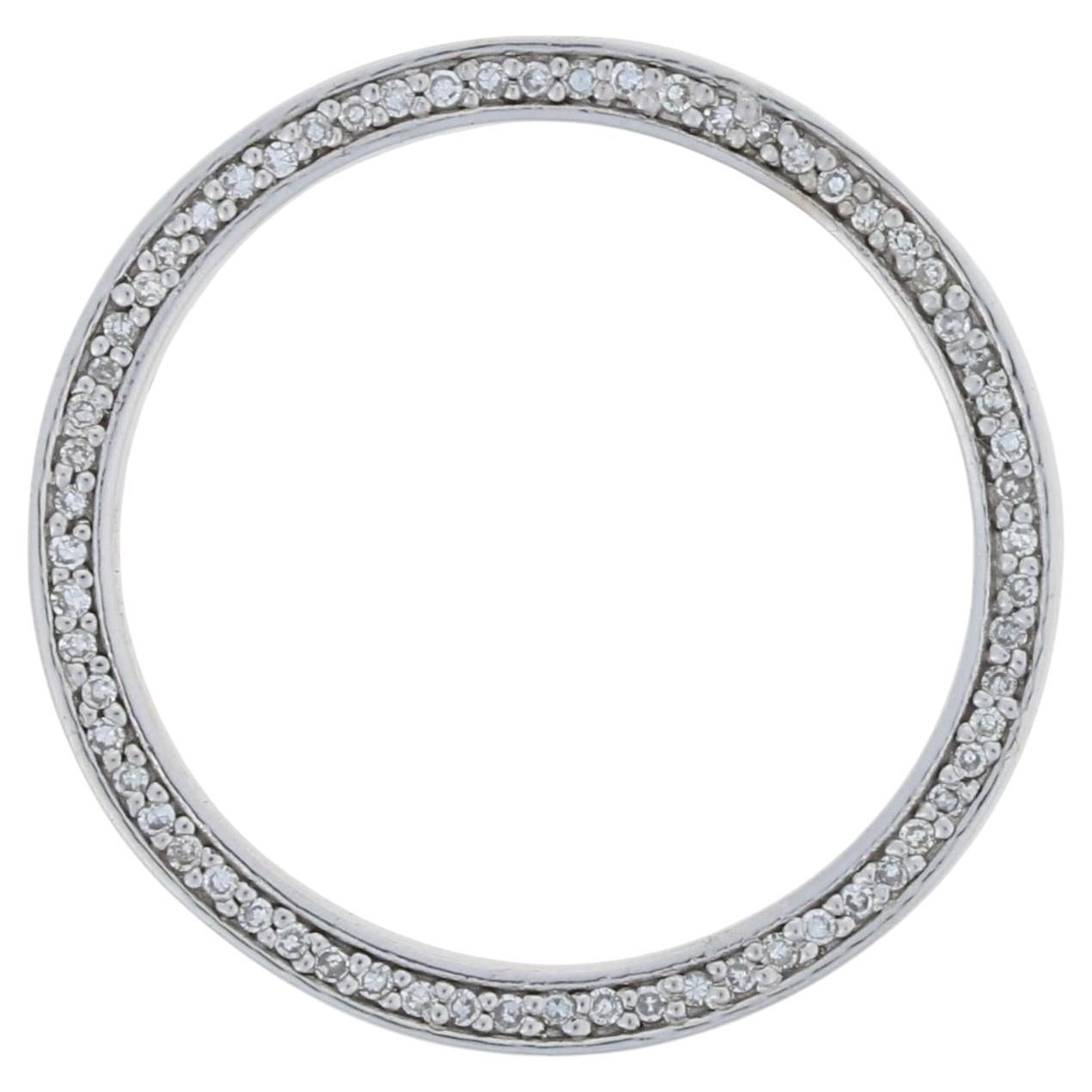 Pendentif cercle d'éternité en or blanc 14 carats avec diamant taille unique de 0,33 carat, pour femmes