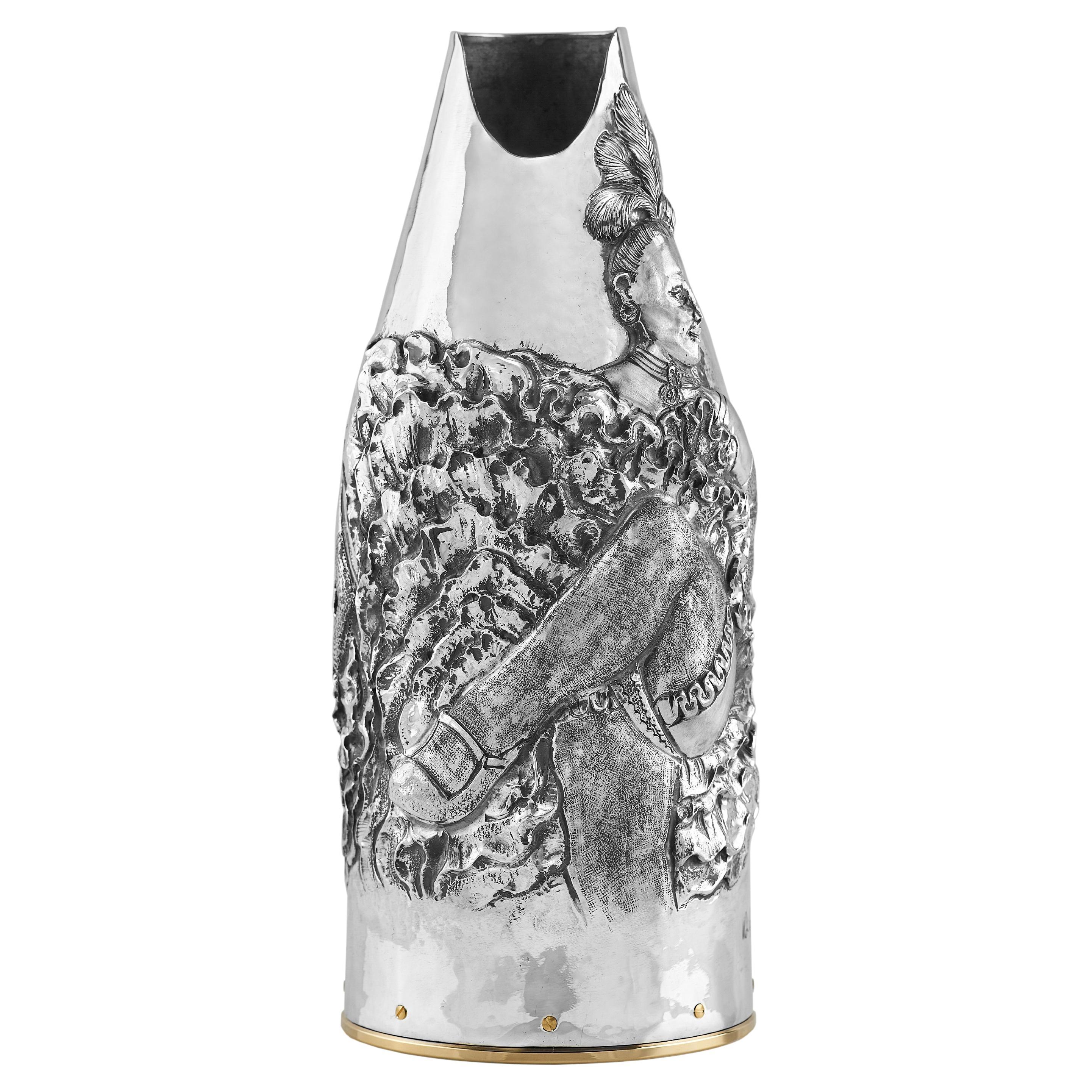Champagne Bottle Cover, Pure Silver, Can Can, Luxury Gift, made in Italy, 2024