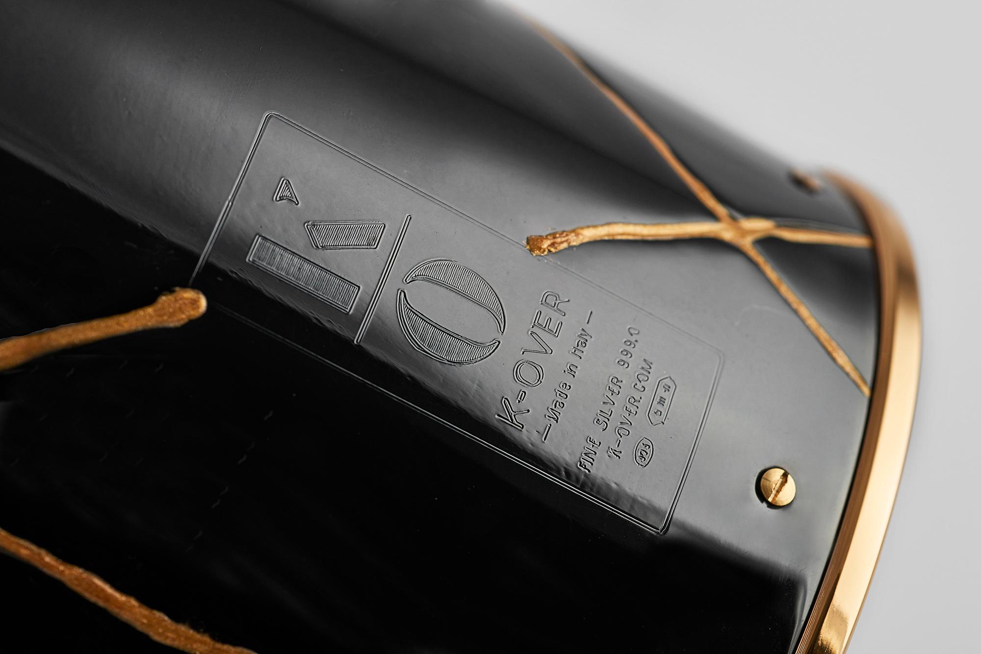 Hand-Crafted K-OVER Champagne, Kintsugi, silver 999/°, Italy For Sale