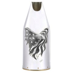 Bouteille de champagne en argent massif, aigle américain B/W, fabriqué en Italie