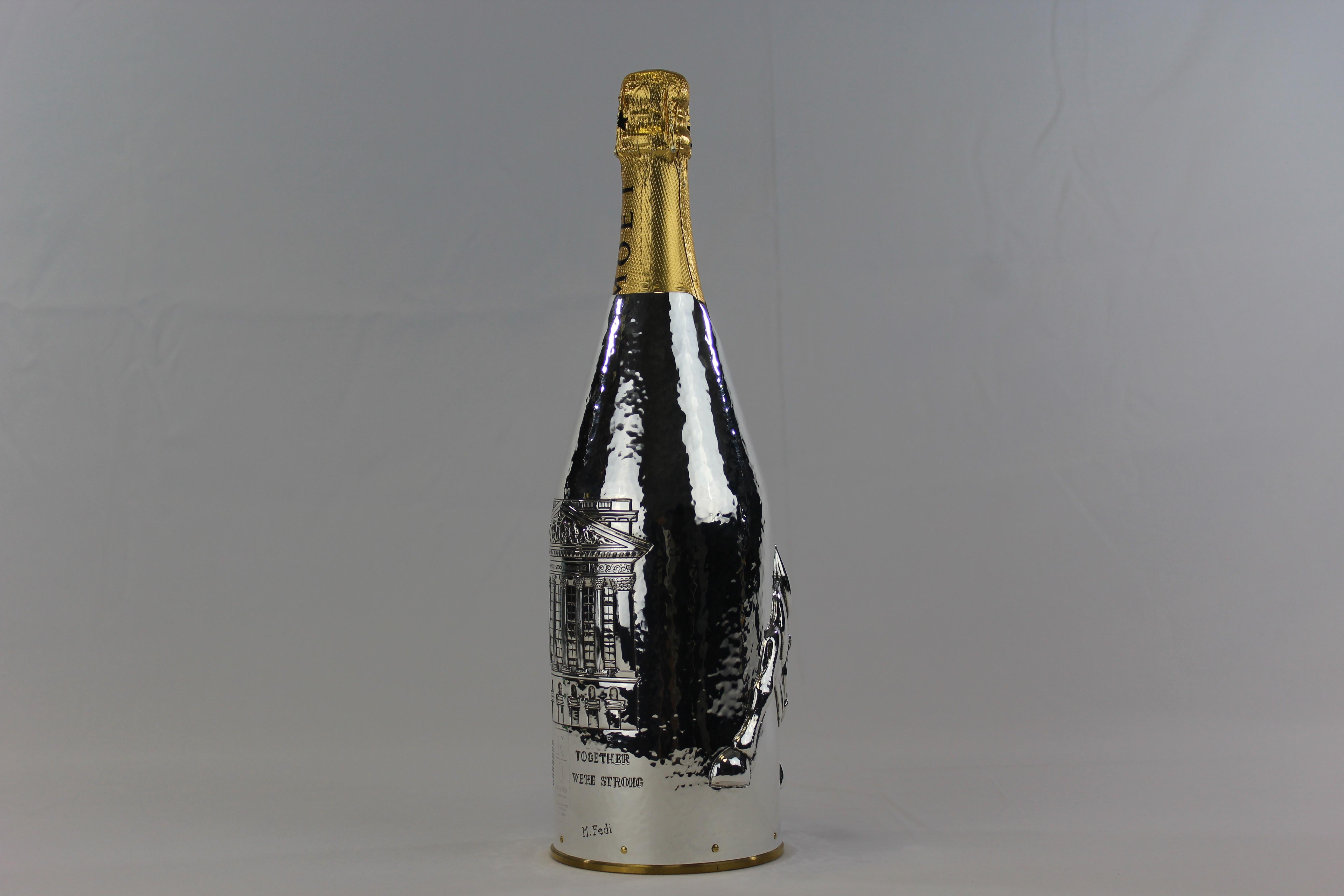 Hand-Crafted K-OVER Champagne, WALL STREET, silver 999/°°, Italy For Sale