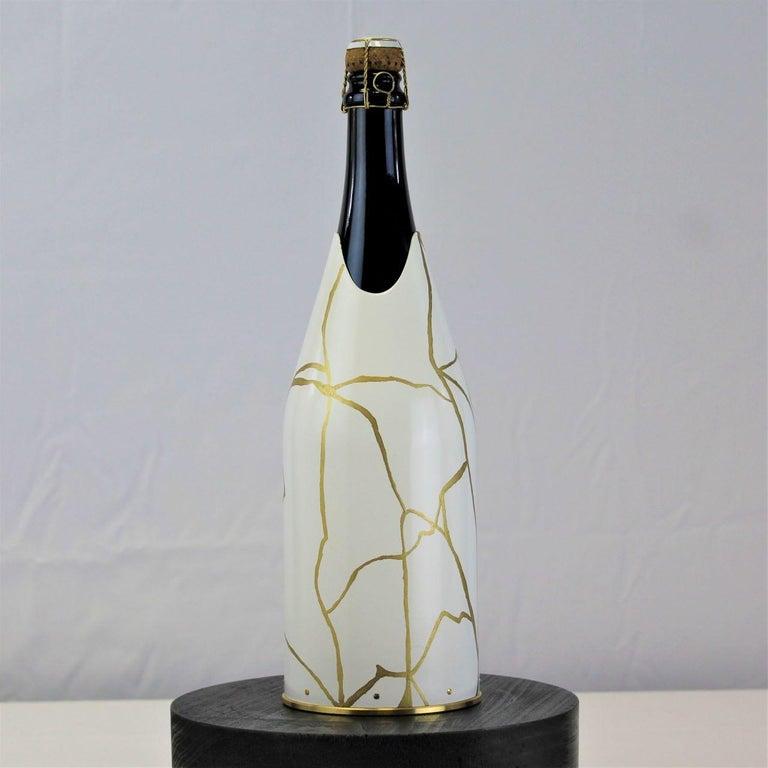 Hand-Crafted K-OVER Champagne, White Kintsugi, silver 999/°°, Italy For Sale