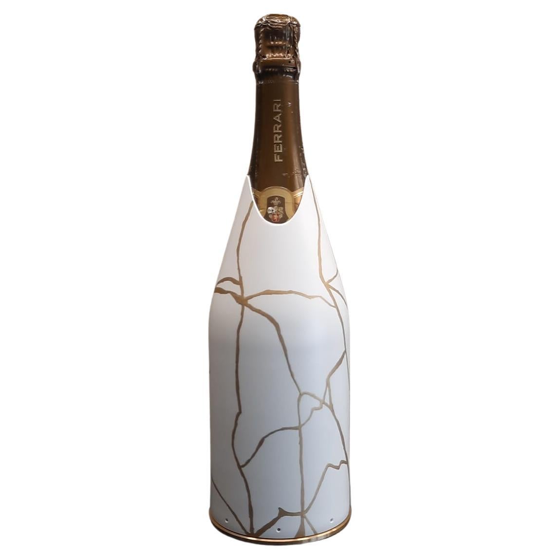 K-OVER Champagne, White Kintsugi, silver 999/°°, Italy For Sale