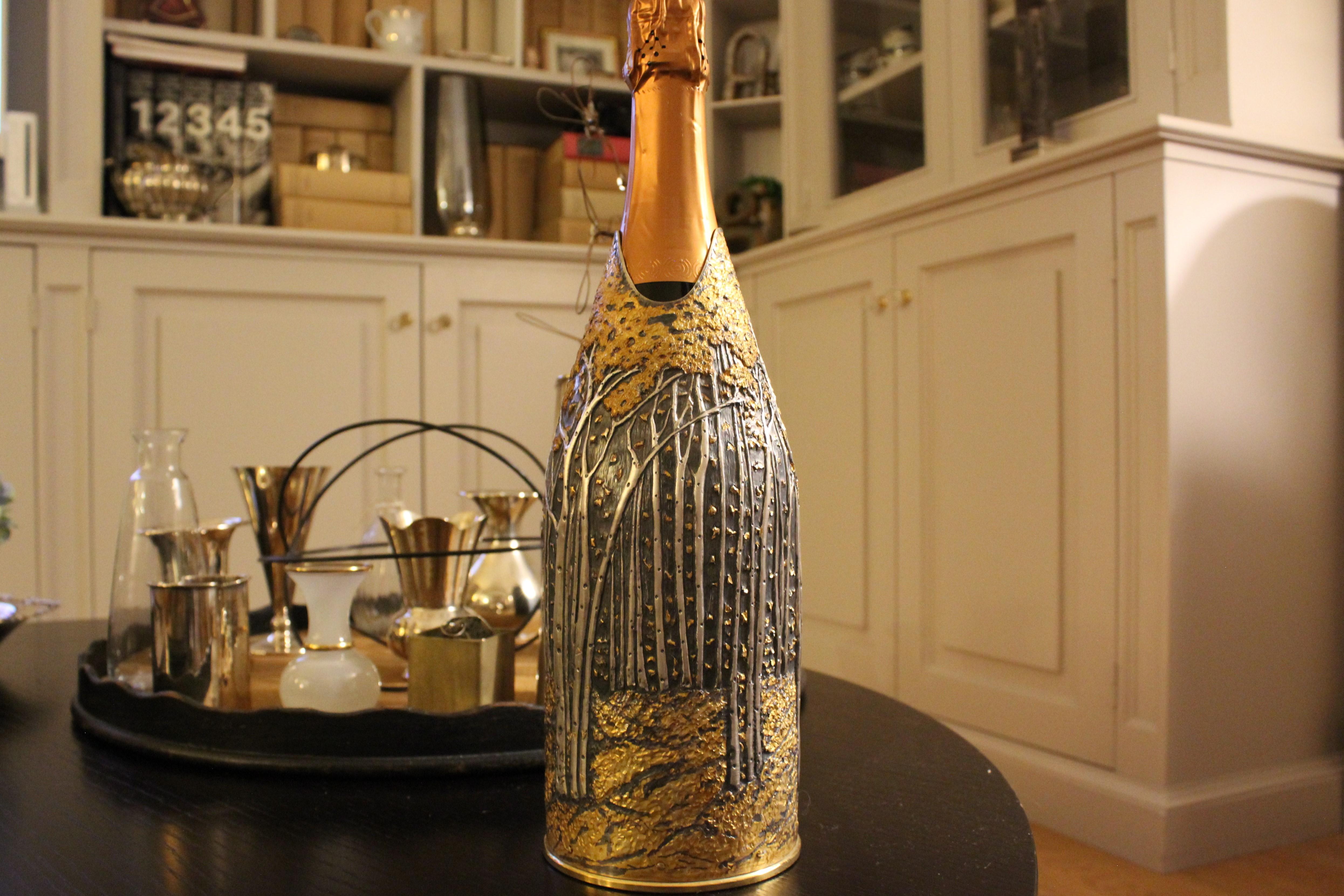Contemporary K-OVER Champagne, WOOD IN AUTUMN, silver 999/°°, Italy For Sale