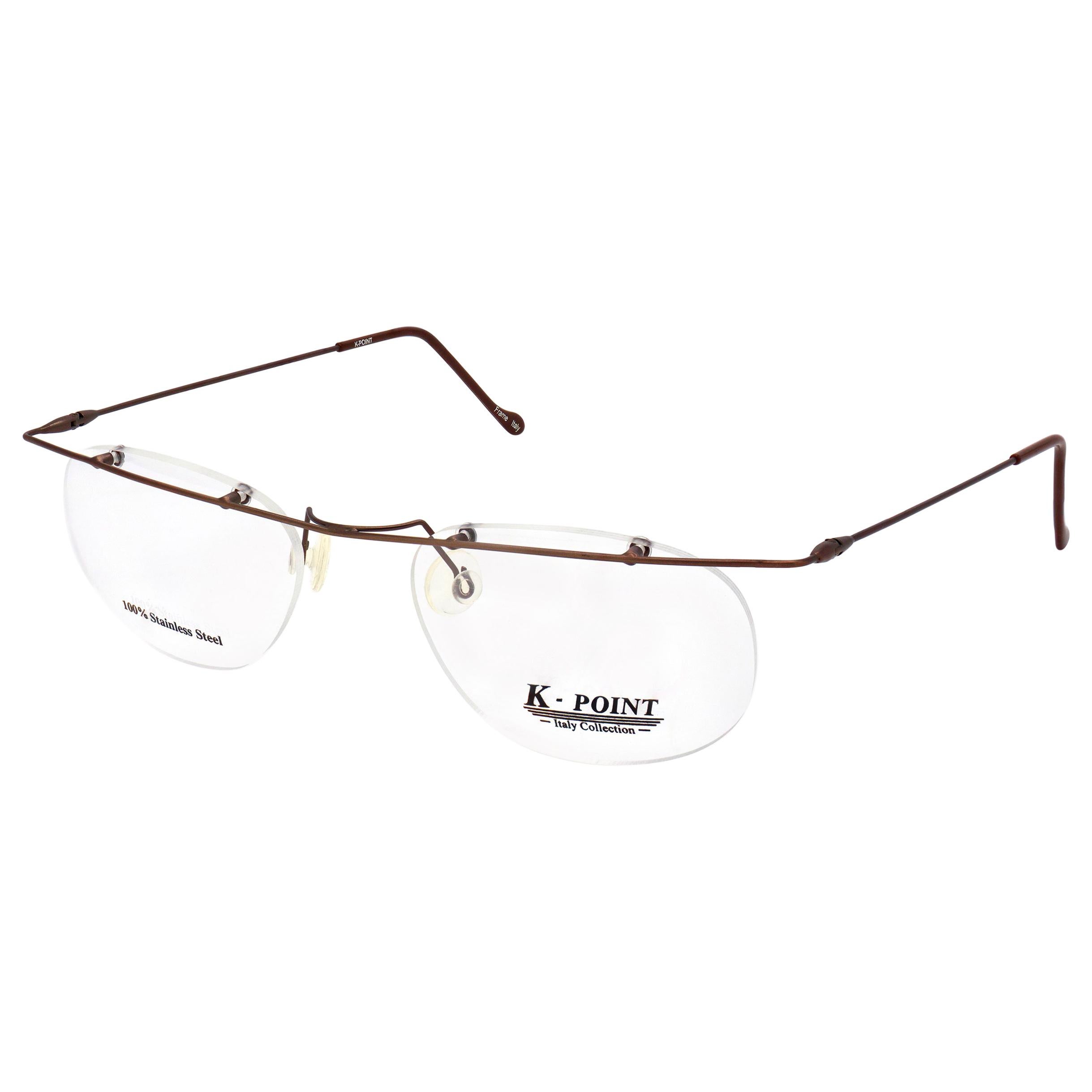K-Point vintage rimless eyeglass frame, made in Italy For Sale
