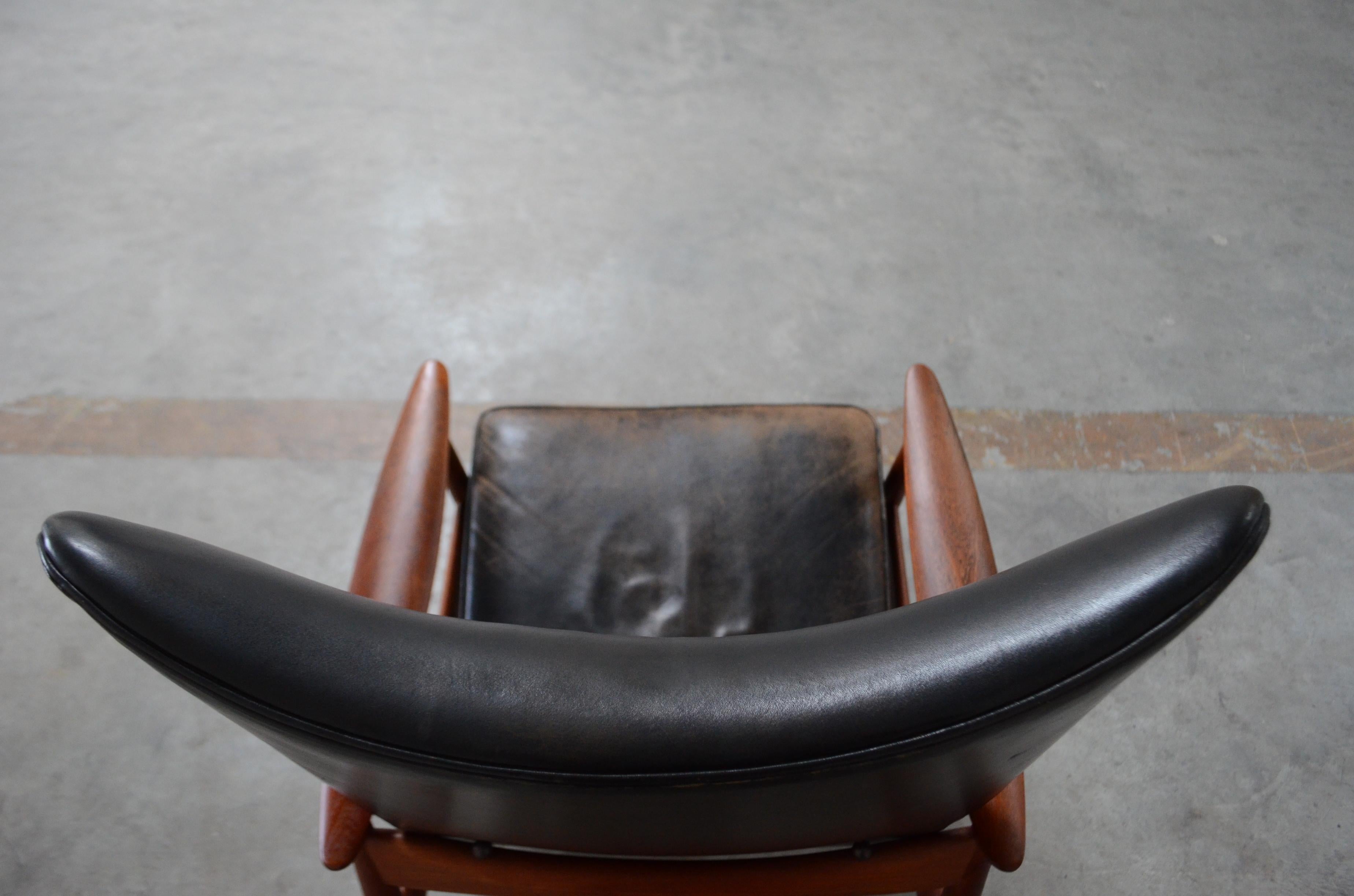 K. Rasmussen for Peter Wessel Wingback Leather Lounge Chair, 1960 For Sale 12