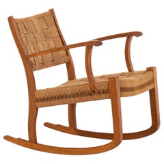 K. Scröder Attributed Rocking Chair Produced by Fritz Hansen in Denmark