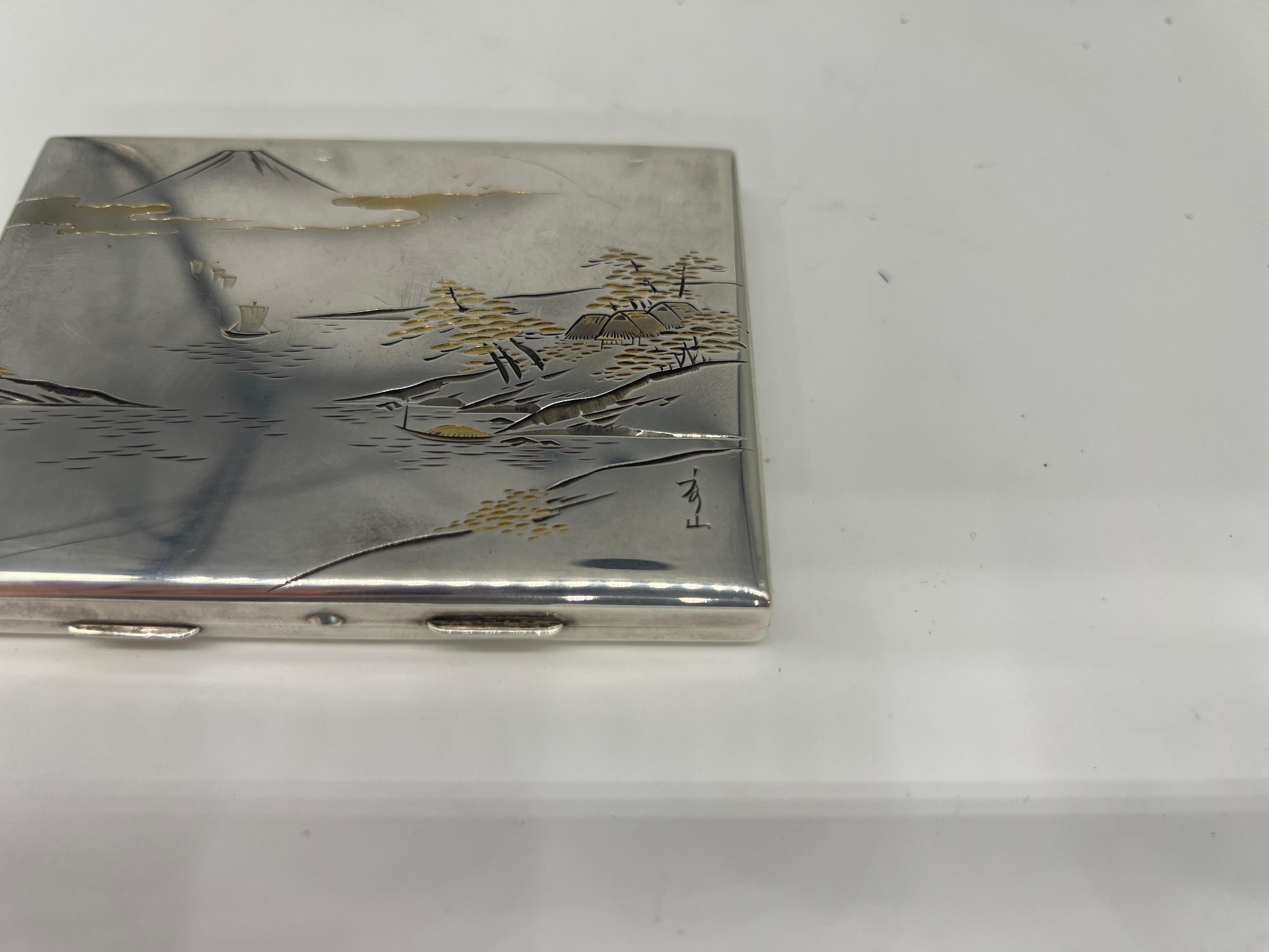 K. Uyeda Antikes japanisches 950er Sterlingsilber Mixed Metal Kompakt  im Zustand „Gut“ im Angebot in Atlanta, GA