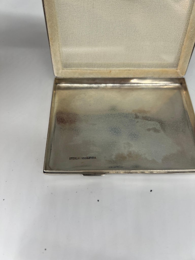 K. Uyeda Antique Japanese 950 Sterling Silver Mixed Metal Compact 