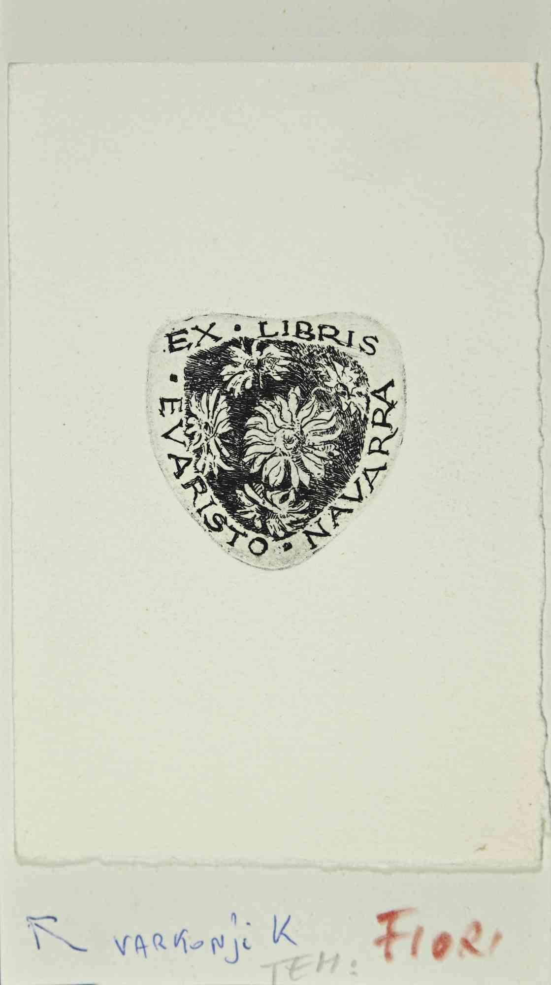 Ex Libris - E. Varisto Navarra is an Artwork realized in 1960 s. by the Artist K. Varkonji.

Etching B./W. print on ivory paper.

The work is glued on ivory  cardboard.

Total dimensions: 16x9 cm.

Good conditions.

The artist wants to define a