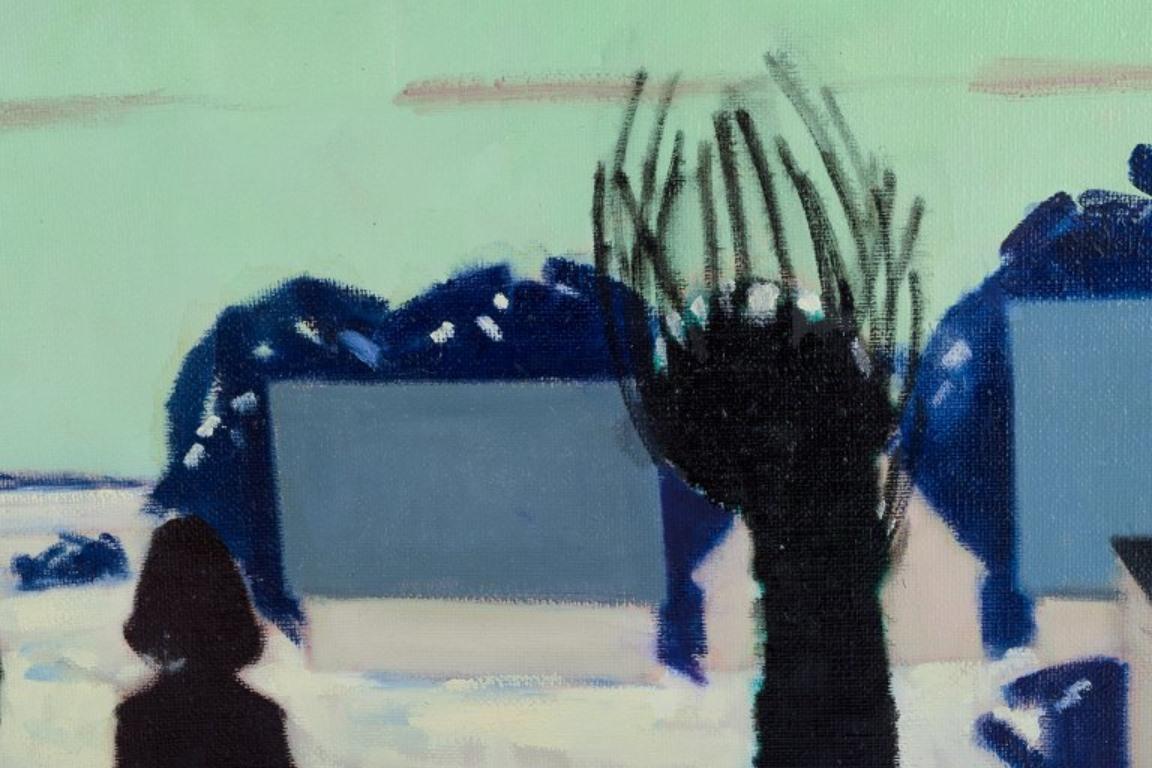 K. Westerberg alias Knud Horup. Öl / Leinwand. Landschaft im Landhausstil mit Figuren im Zustand „Hervorragend“ im Angebot in København, Copenhagen