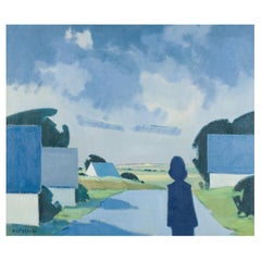 K. Westerberg alias Knud Horup. Oil on canvas. Figure on road.