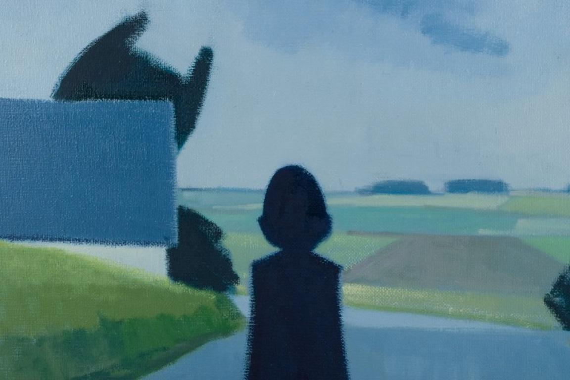 Modern K. Westerberg alias Knud Horup. Oil on canvas. Landscape with figure on road. For Sale