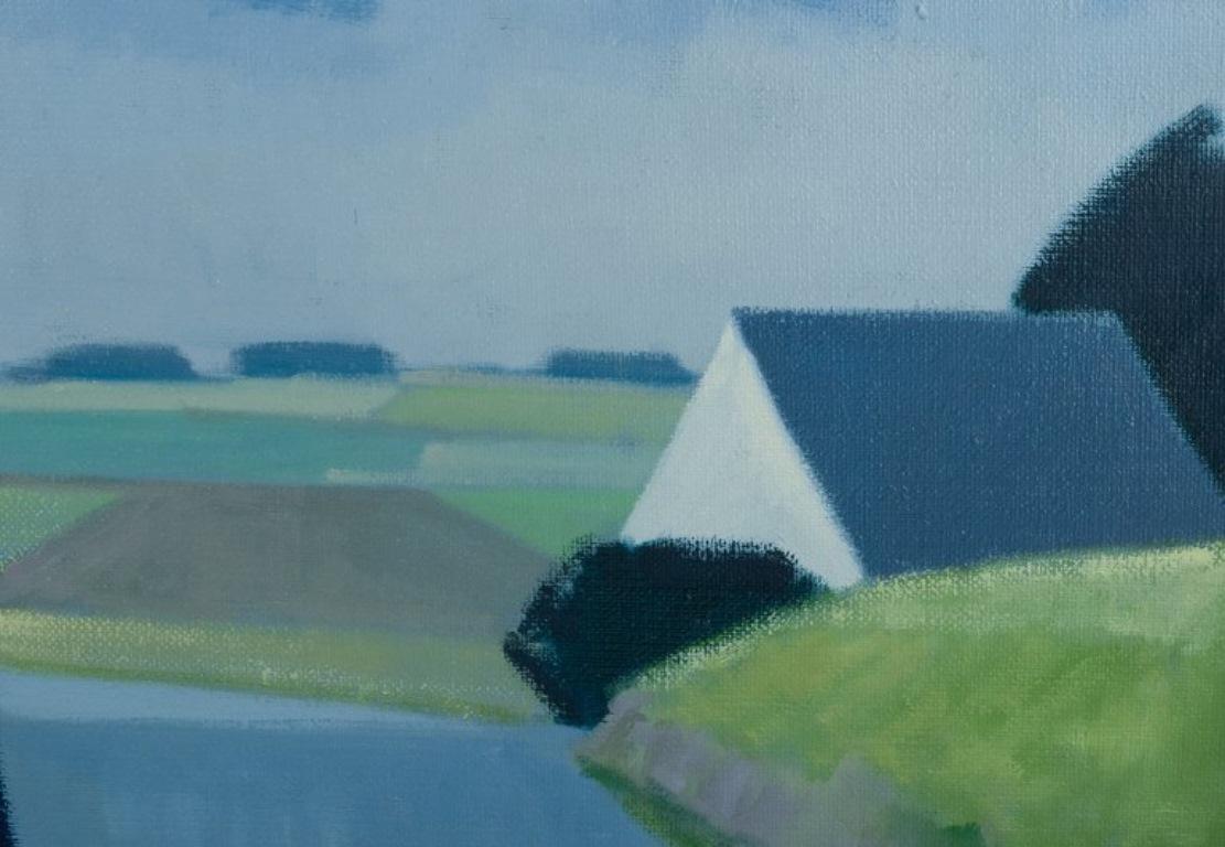 Danish K. Westerberg alias Knud Horup. Oil on canvas. Landscape with figure on road. For Sale