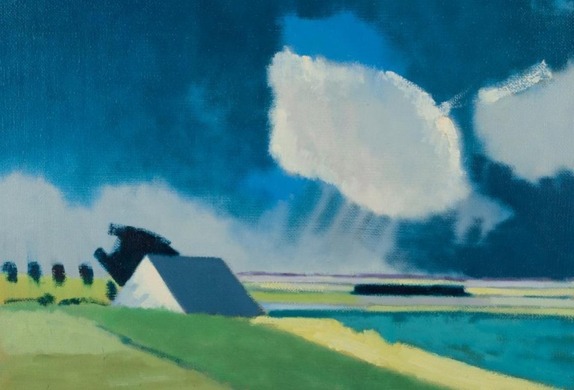 Modern K. Westerberg alias Knud Horup. Oil on canvas. Summer landscape. 1970s. For Sale
