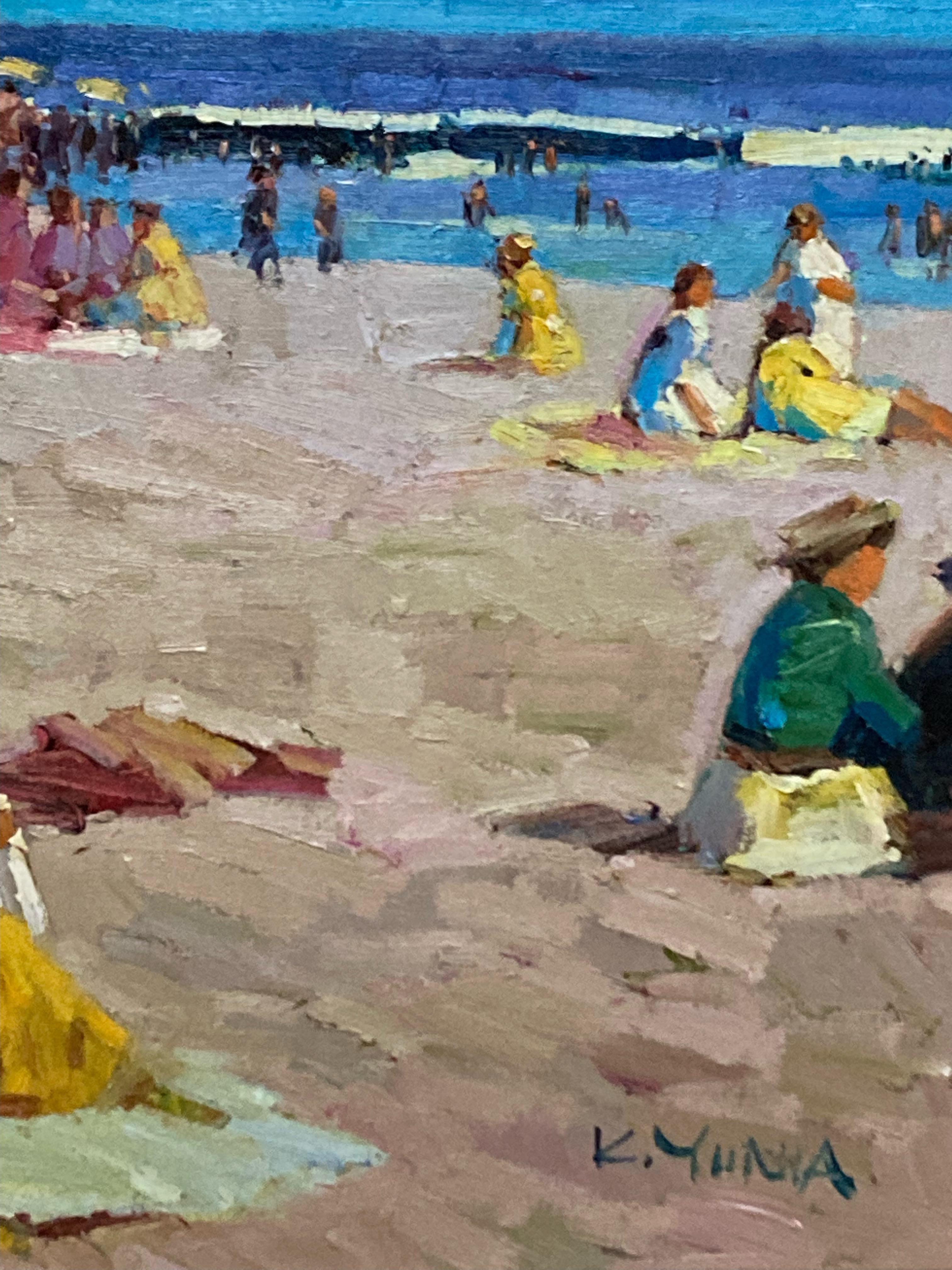 Signed K. Yunia (South Korea, 1972-)
Oil On Canvas Painting Of A Beach Scene

Frame: 32.5 x  28.5 x 2.5
Picture: 23 x 19
