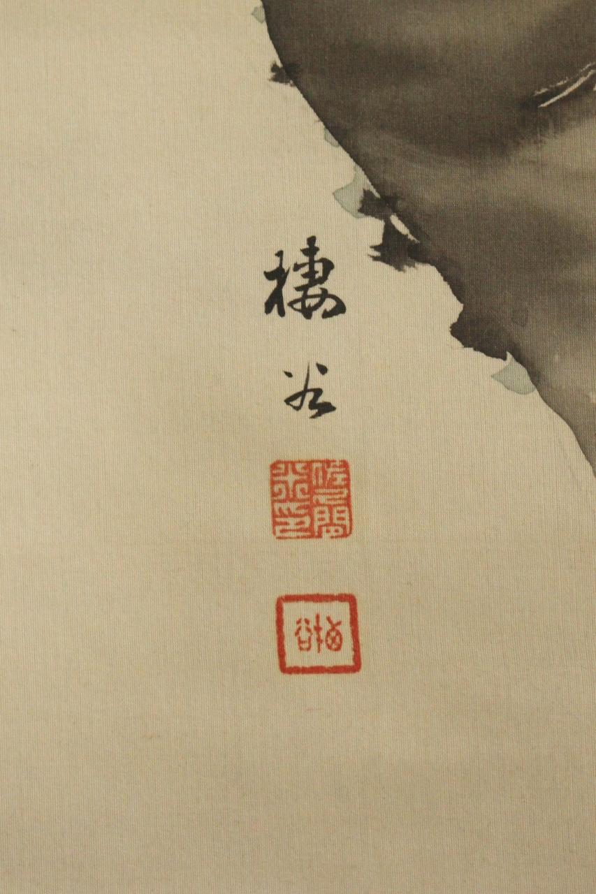 K10 Japanese Antiques Hanging scroll, Cherry blossom painting, silk For Sale 8