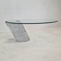 K1000 Glass & Carrara Marble Coffee Table Team Form AG, Ronald Schmitt, 1975