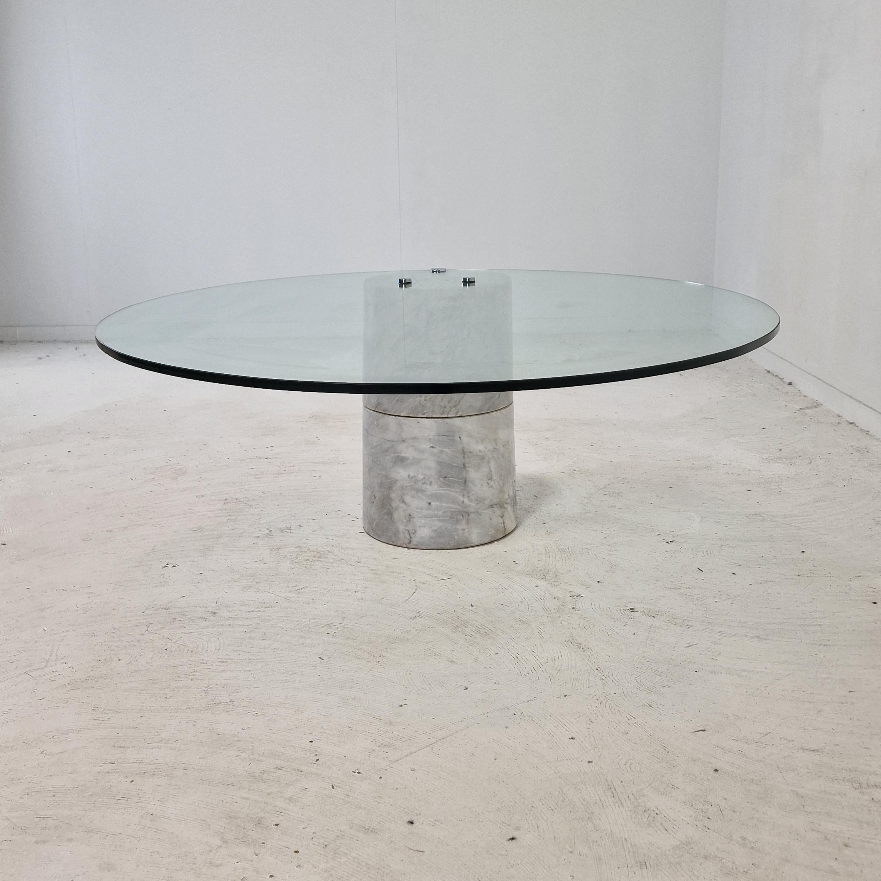 Mid-Century Modern K1000 Glass & Carrara Marble Coffee Table Team Form AG, Ronald Schmitt, 1975 For Sale