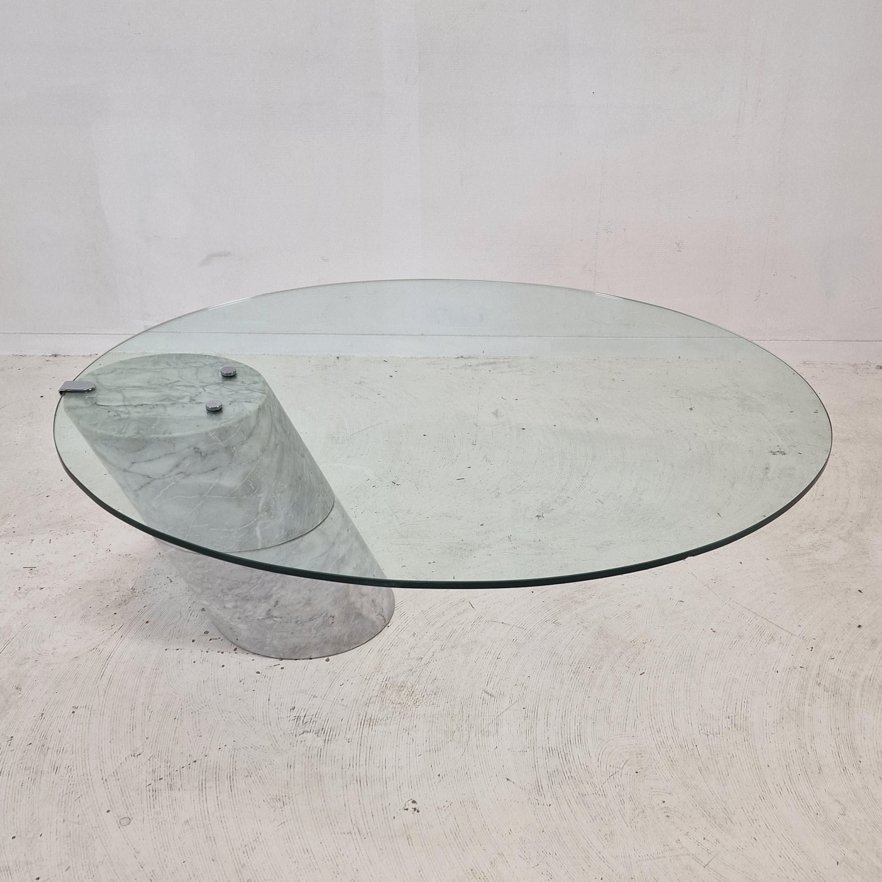 K1000 Glass & Carrara Marble Coffee Table Team Form AG, Ronald Schmitt, 1975 In Good Condition For Sale In Oud Beijerland, NL