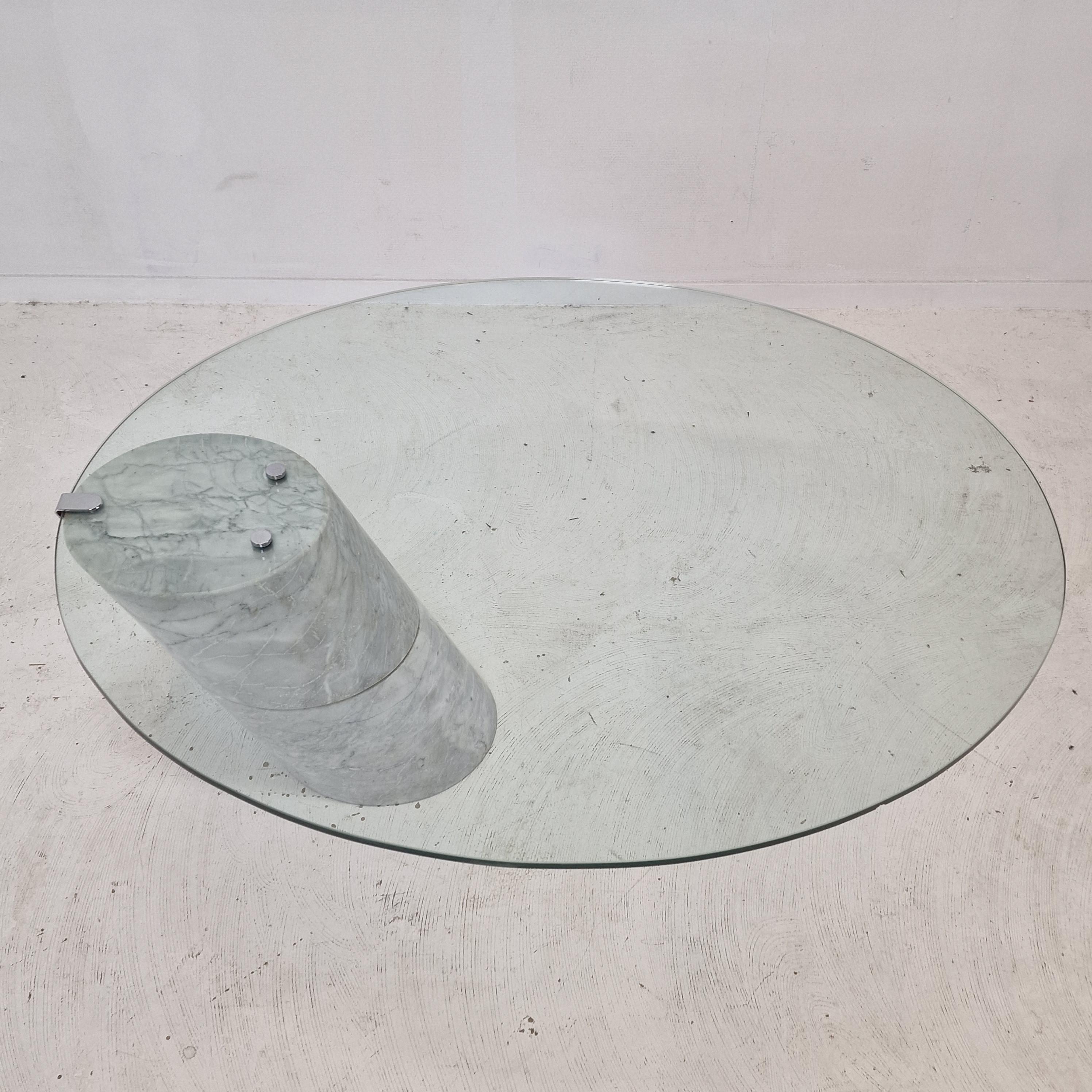 Table basse K1000 en verre et marbre de Carrare Team Form AG, Ronald Schmitt, 1975 Bon état - En vente à Oud Beijerland, NL