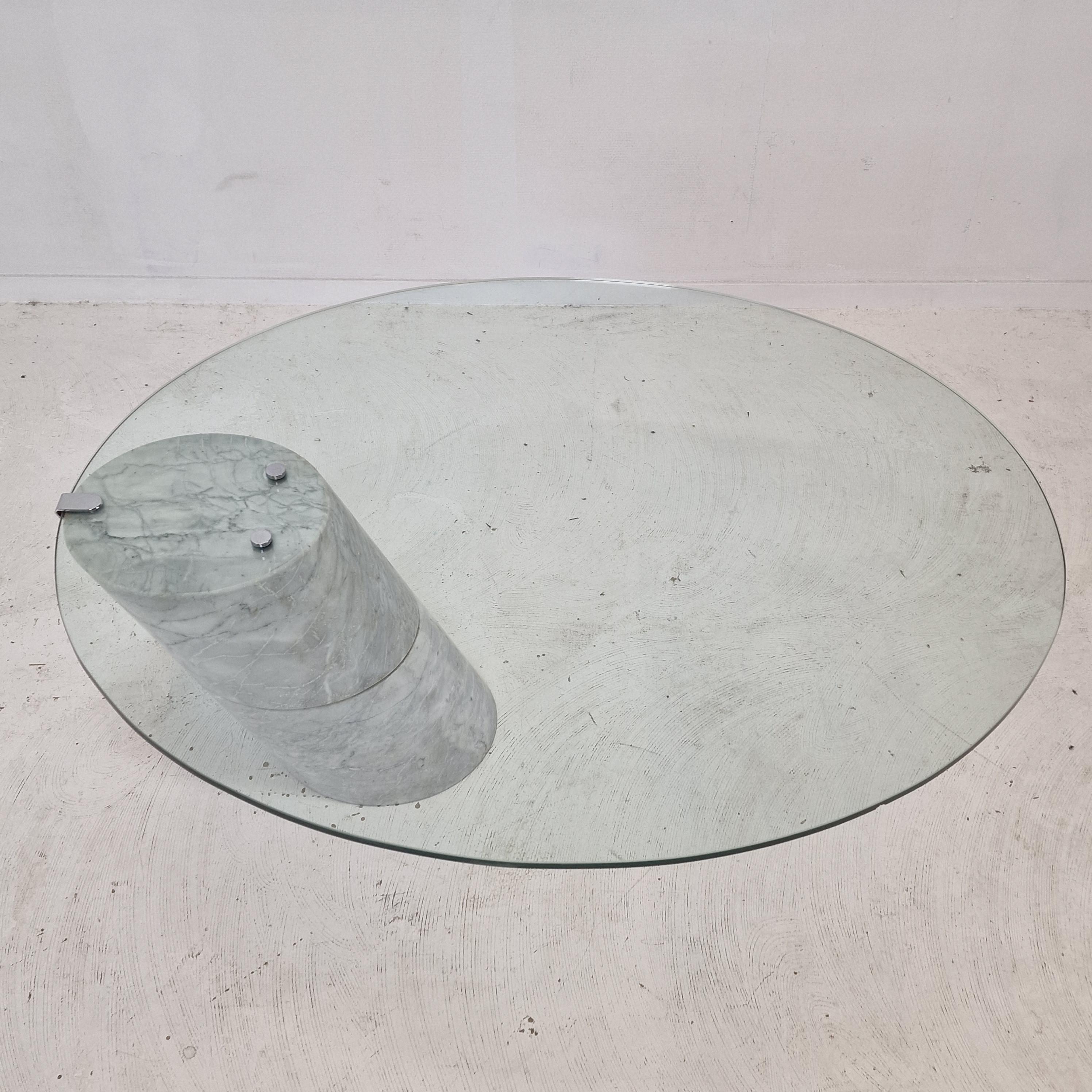 Late 20th Century K1000 Glass & Carrara Marble Coffee Table Team Form AG, Ronald Schmitt, 1975 For Sale