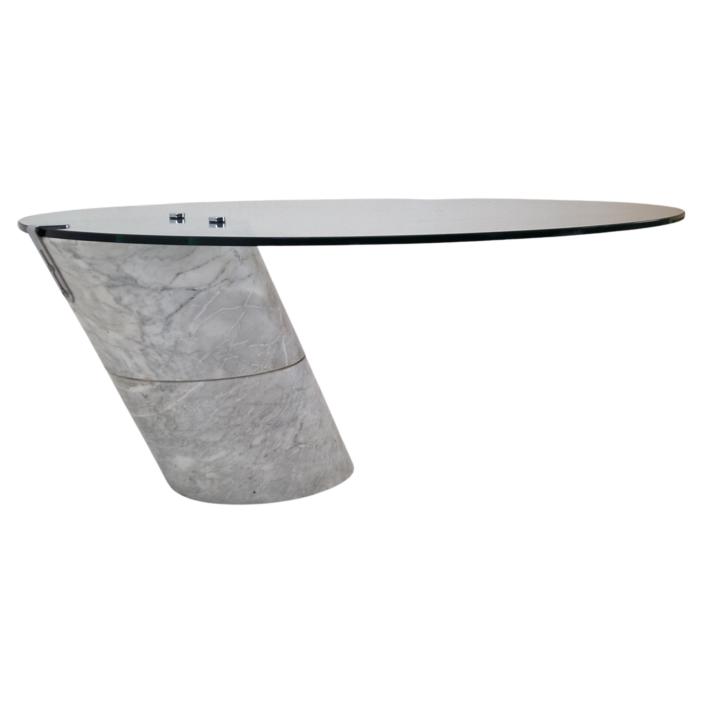 K1000 Glass & Carrara Marble Coffee Table Team Form AG, Ronald Schmitt, 1975 For Sale