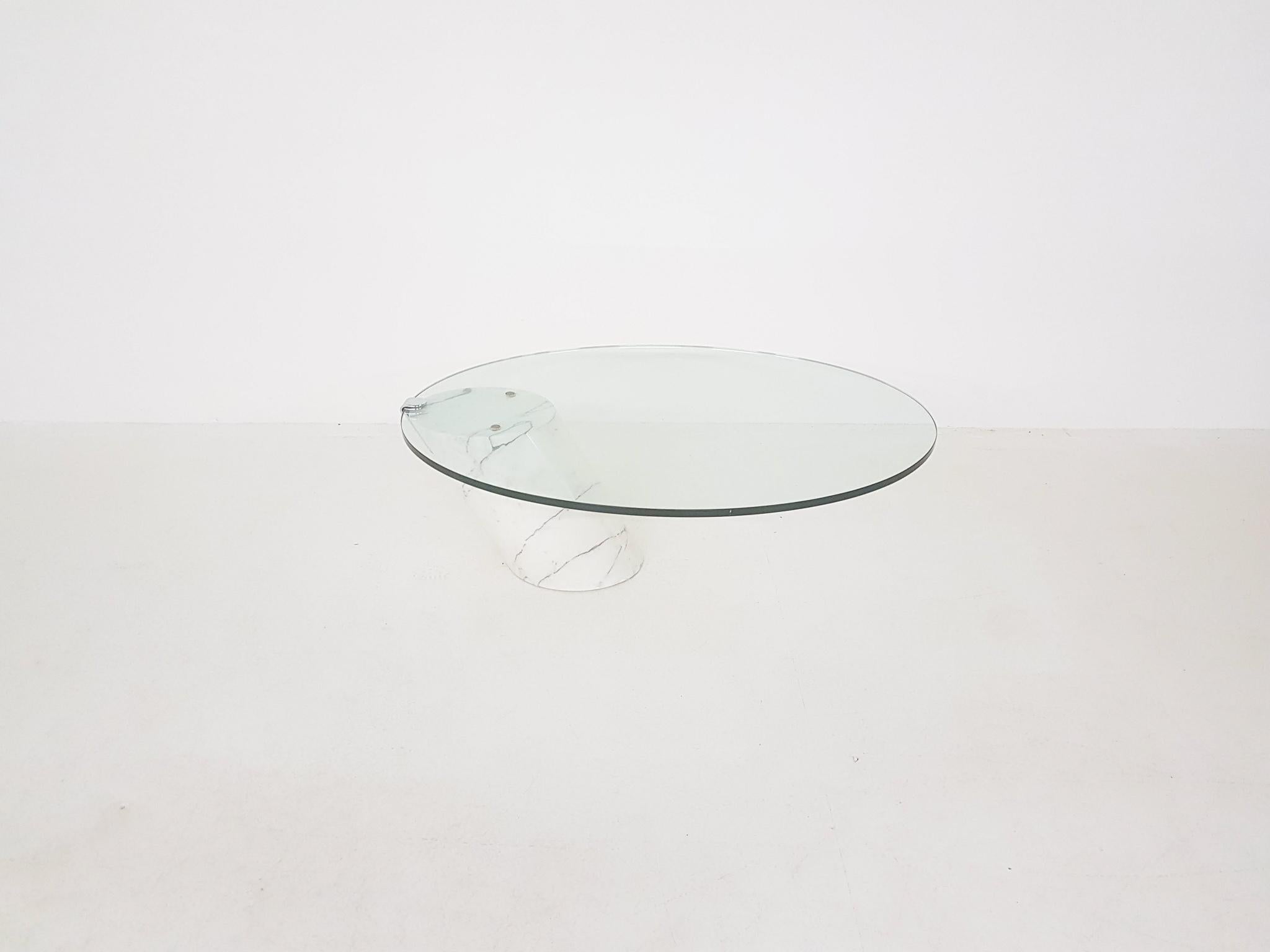 Mid-Century Modern K1000 Marble and Glass Coffee Table by Team Form AG for Ronald Schmitt, 1970s