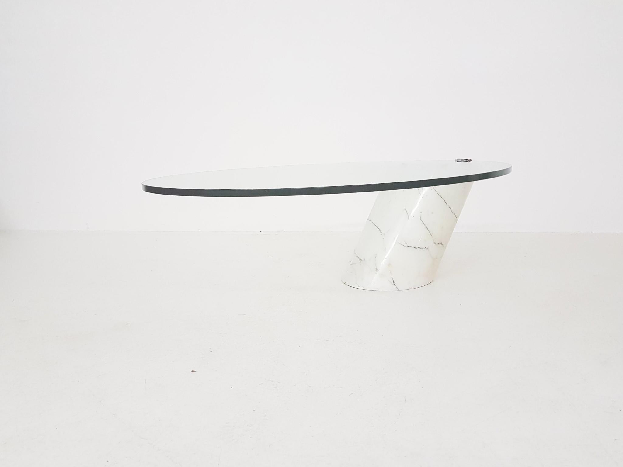 Metal K1000 Marble and Glass Coffee Table by Team Form AG for Ronald Schmitt, 1970s