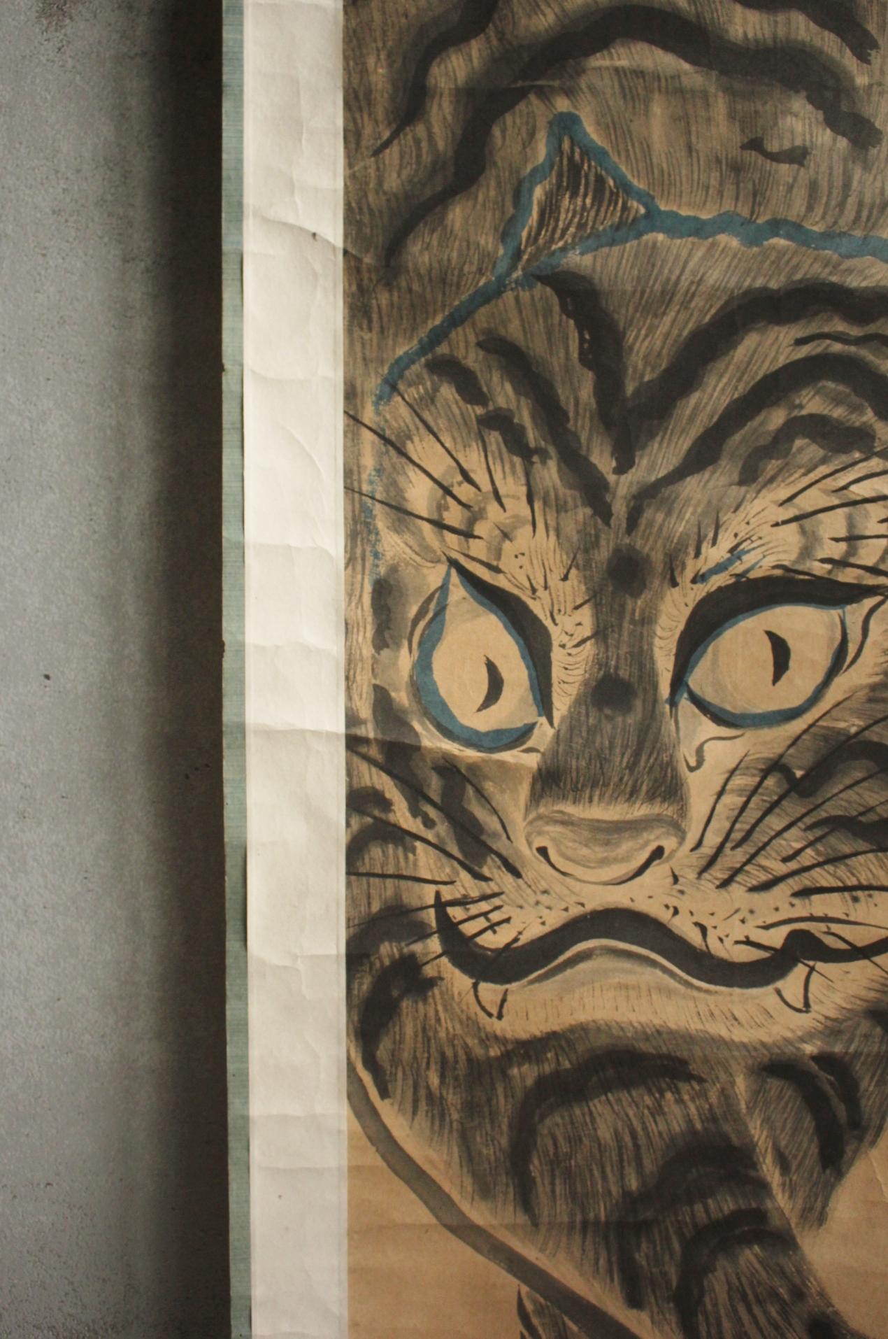 K12 Antigüedades japonesas Un pergamino colgante, tigre pintado por desconocido Escuela de Nagasaki en venta 1