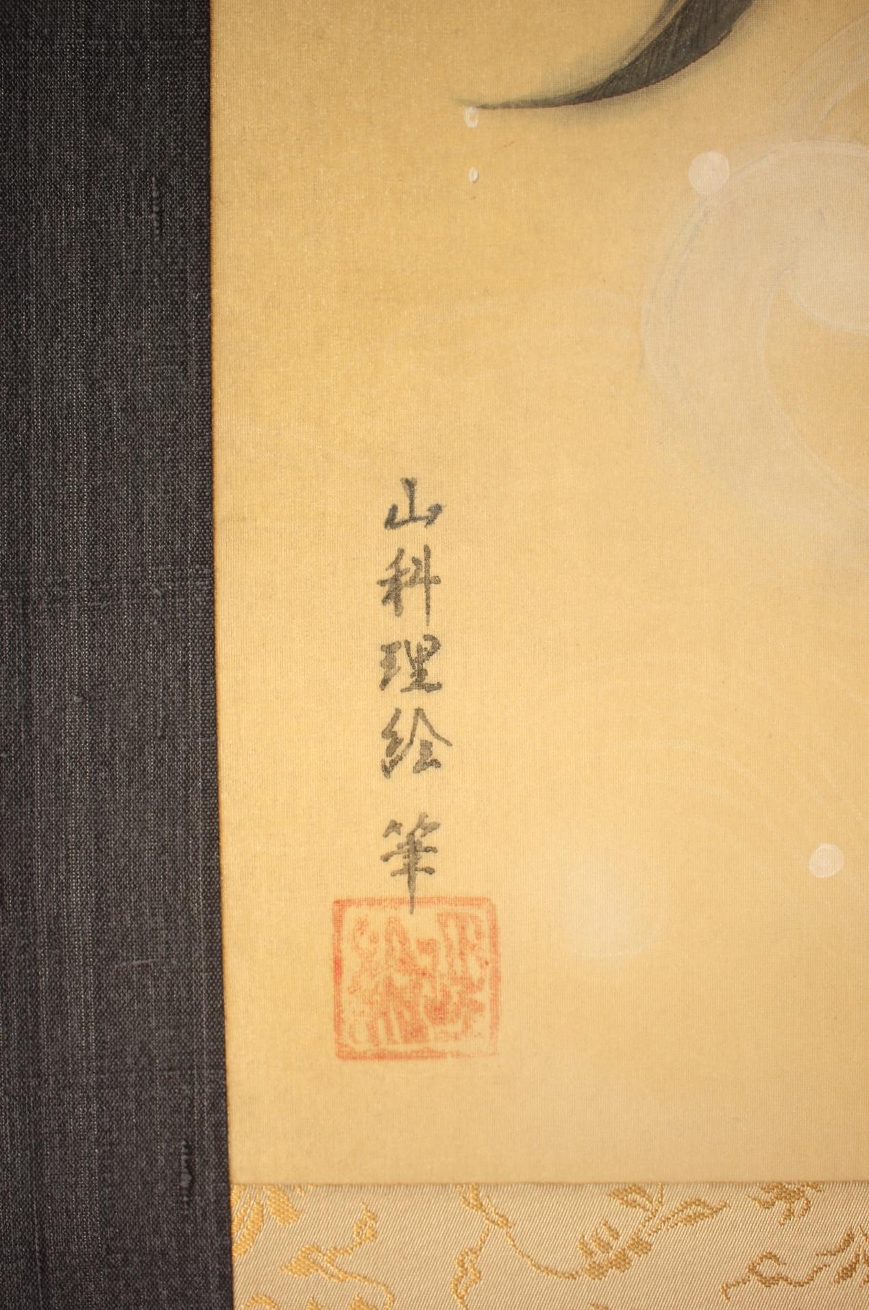 K13 Japanese Art A hanging scroll, Samurai chicken by Rie Yamashina For Sale 3