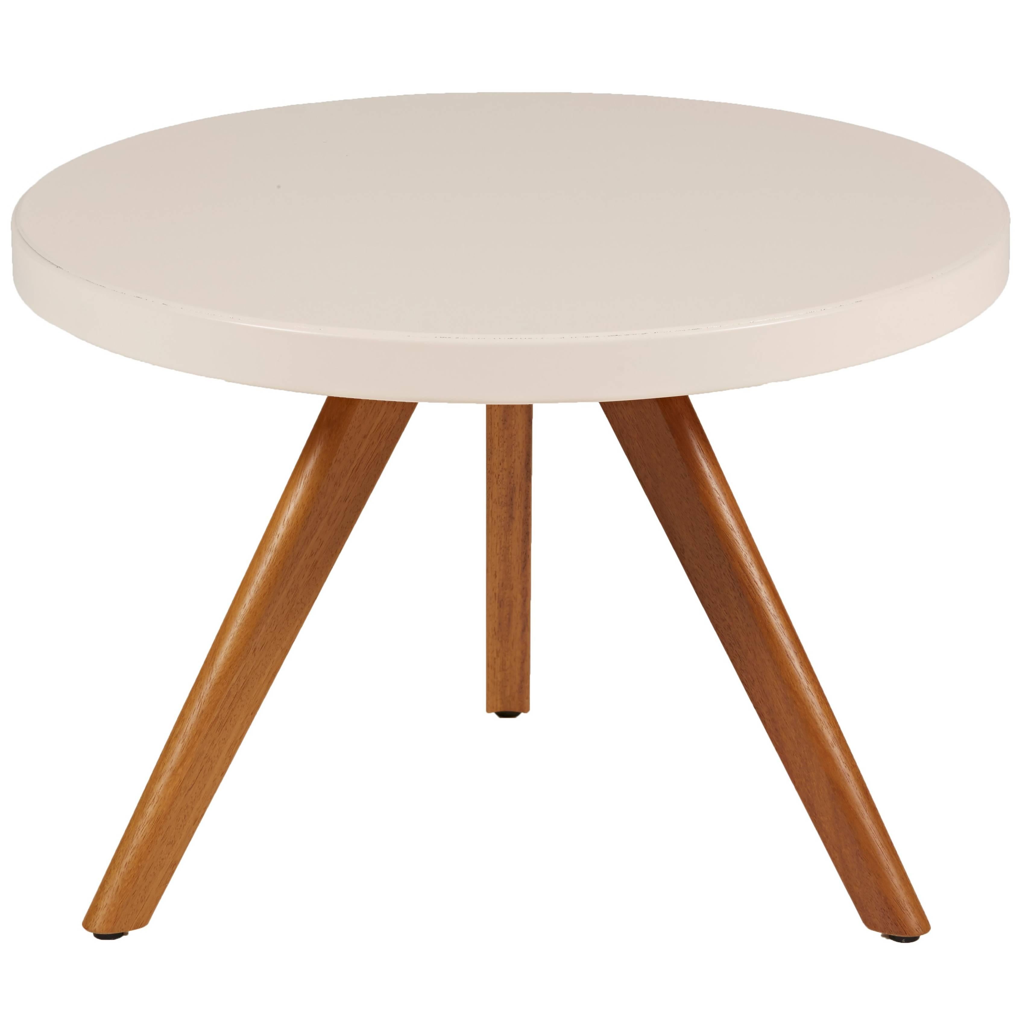 K17 Low Round Table 60 in Powder Pink with Wood Legs by Tolix For Sale