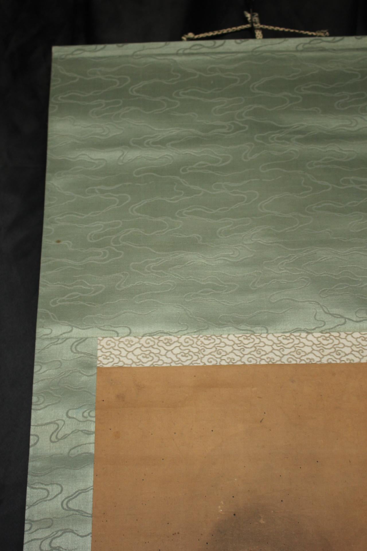 Hand-Painted K19 Japanese Antiques A hanging scroll, Dragon & Clouds Ink on Paper painted For Sale