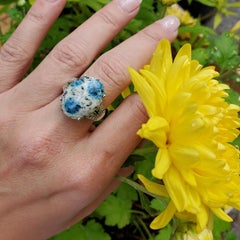 K2 Azurite, Chrome Diopside, and Diamond Ring in 14kt White Gold