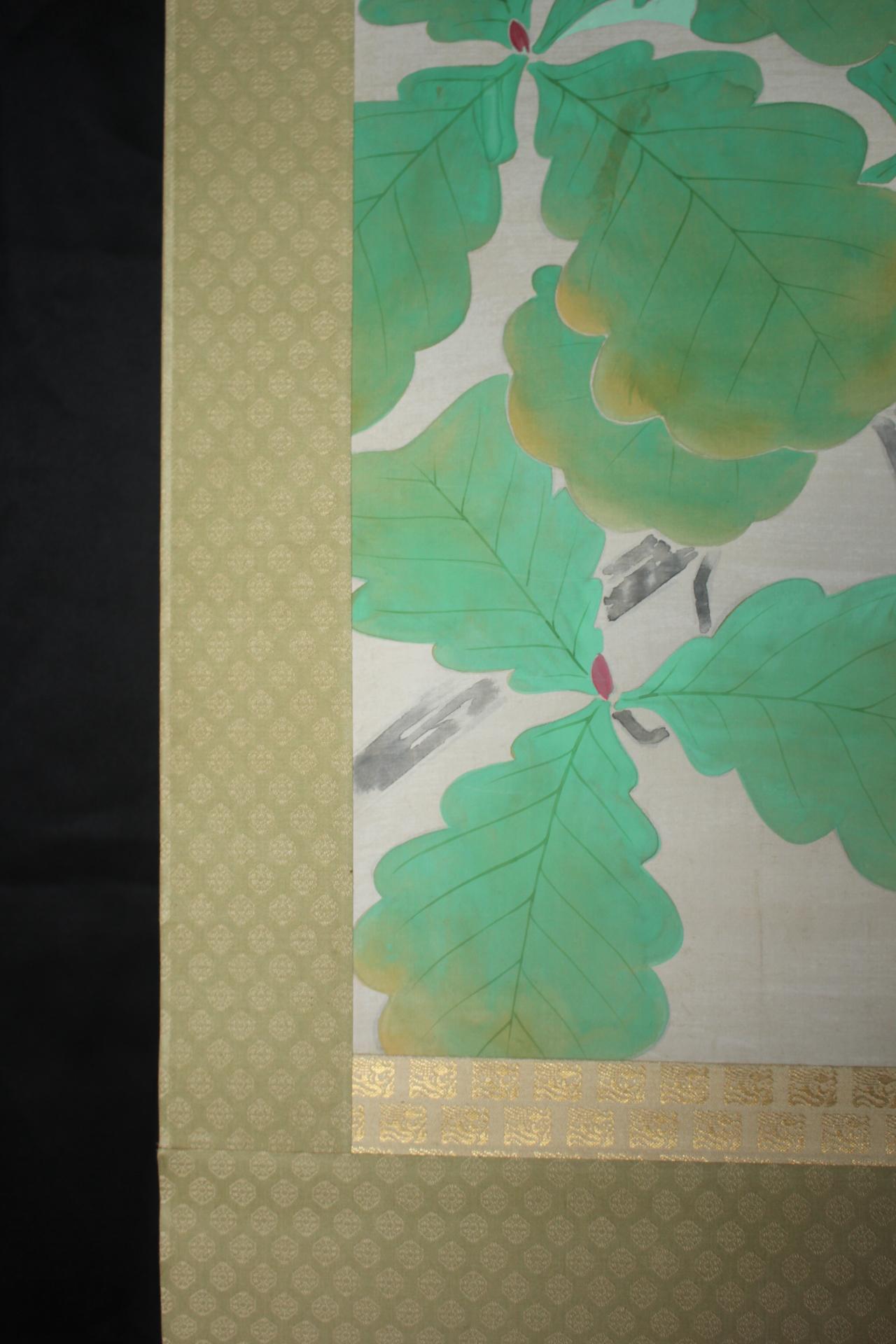 K20 Japanese Antiques A hanging scroll,  Fringed Bird color on Paper painted For Sale 5