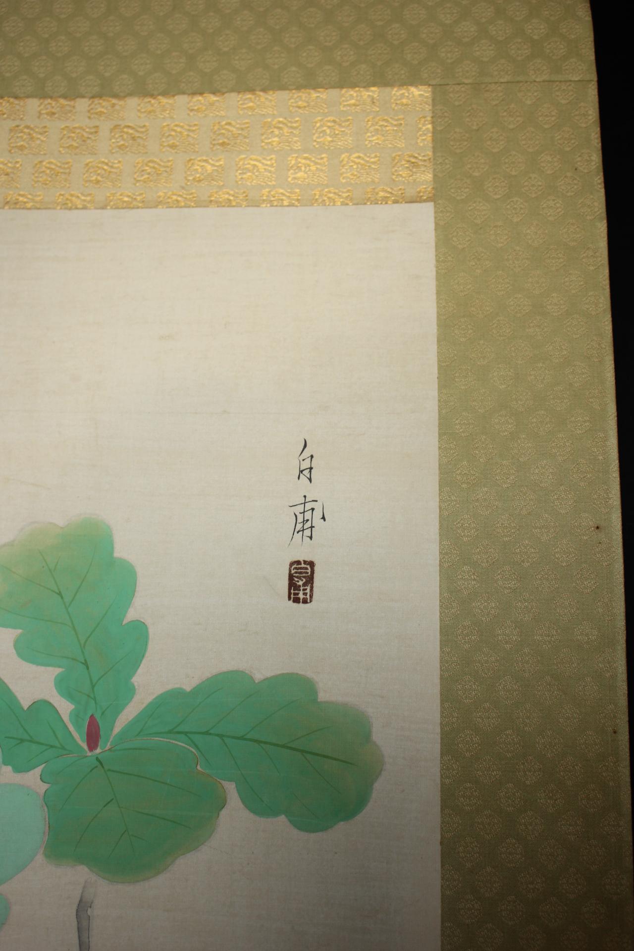 K20 Japanese Antiques A hanging scroll,  Fringed Bird color on Paper painted For Sale 6