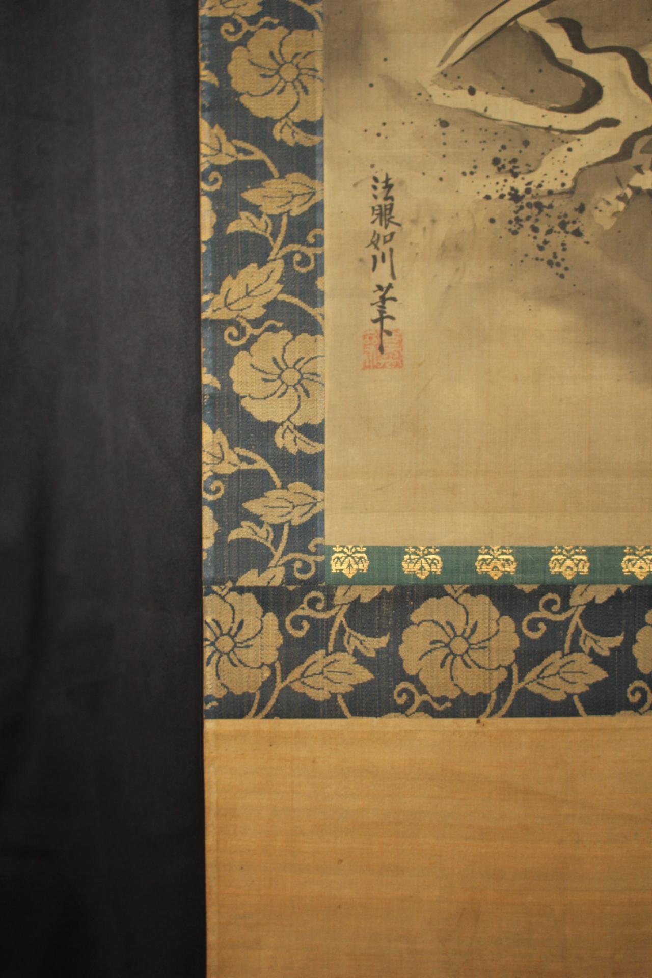 K23 Antichità giapponesi Un rotolo appeso, Drago e Nuvole Inchiostro su seta dipinta in vendita 5