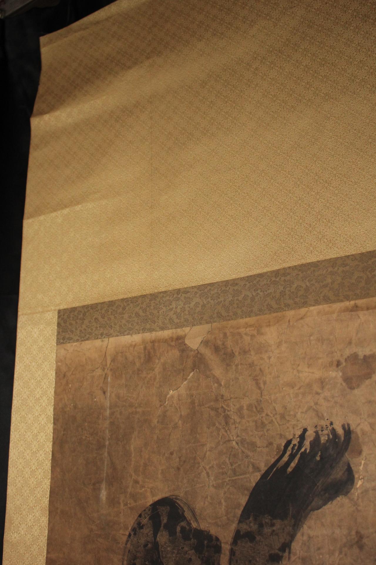 K27 Japanese Antiques A large hanging scroll, calligraphy monk Ink on paper For Sale 5