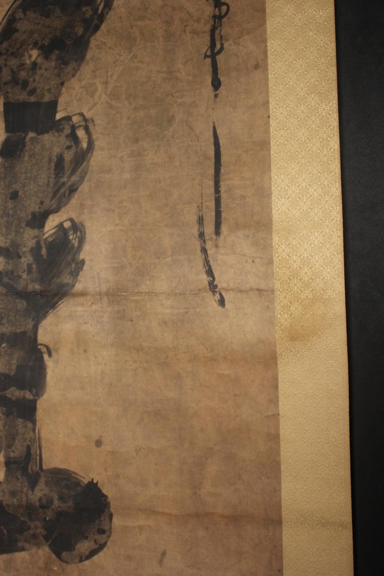 K27 Japanese Antiques A large hanging scroll, calligraphy monk Ink on paper For Sale 7