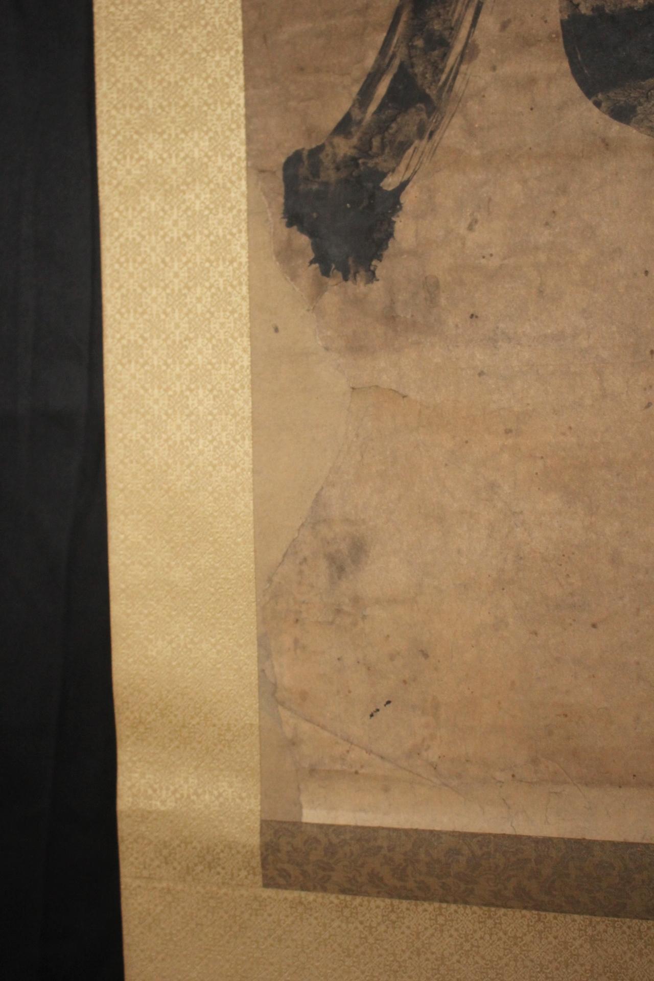 K27 Japanese Antiques A large hanging scroll, calligraphy monk Ink on paper For Sale 8