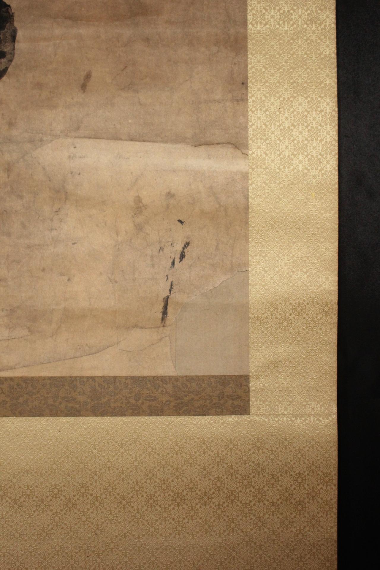 K27 Japanese Antiques A large hanging scroll, calligraphy monk Ink on paper For Sale 9